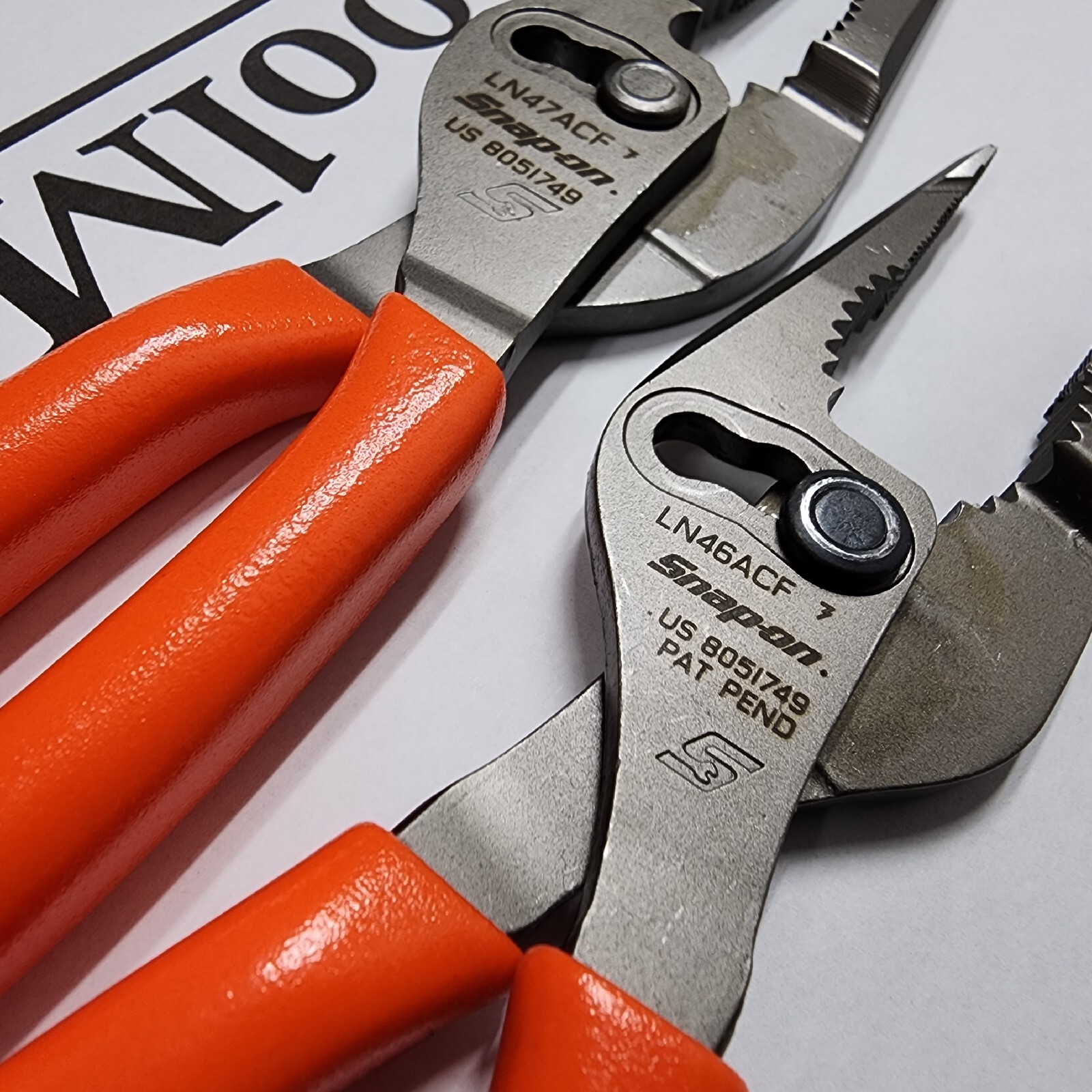 Snap-on Tools USA NEW 2pc ORANGE 7″ & 9″ Long Nose Slip Joint Plier Set LN46ACF
