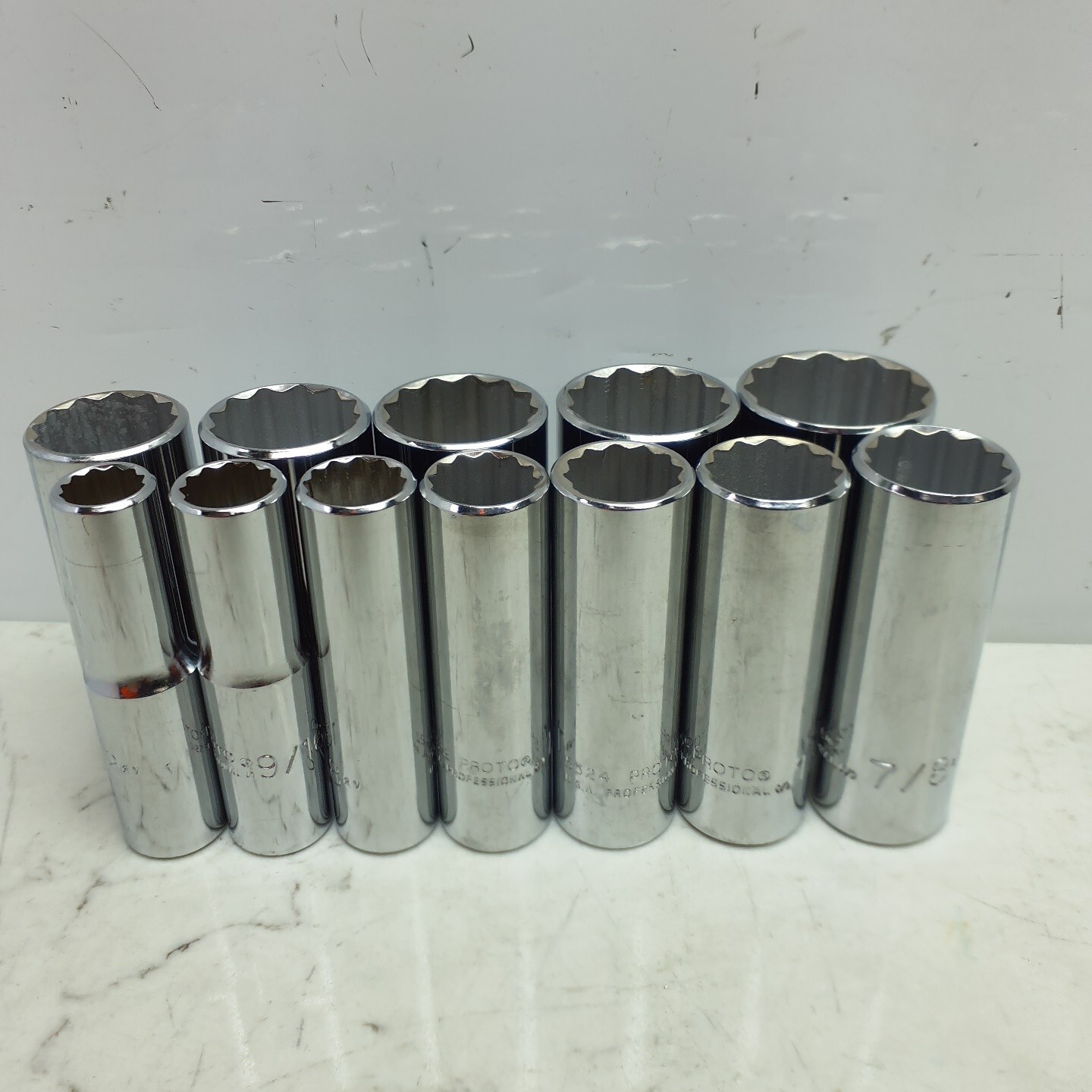 62Pc PROTO 1/2″ 12 & 8 Point SAE Socket Set Chrome *SEE DESCRIPTION FOR DETAILS