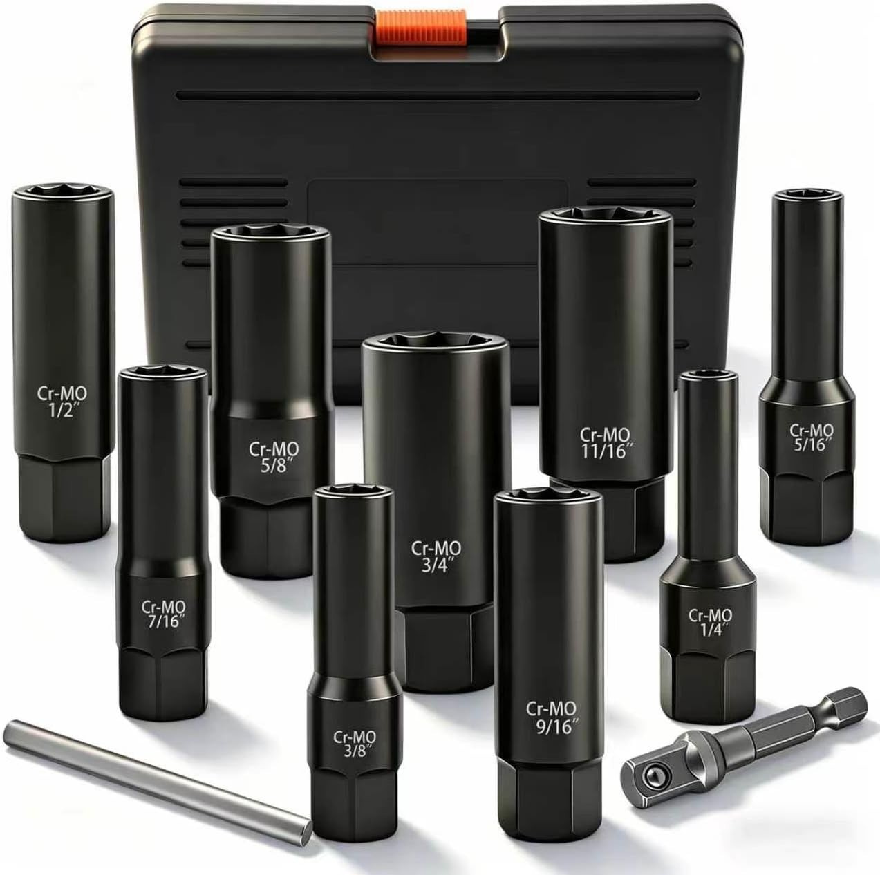 Bolt Extractor Kit for Deep Well Bolt, 11 Pcs Lug Nut Extractor Set, Deep Socket
