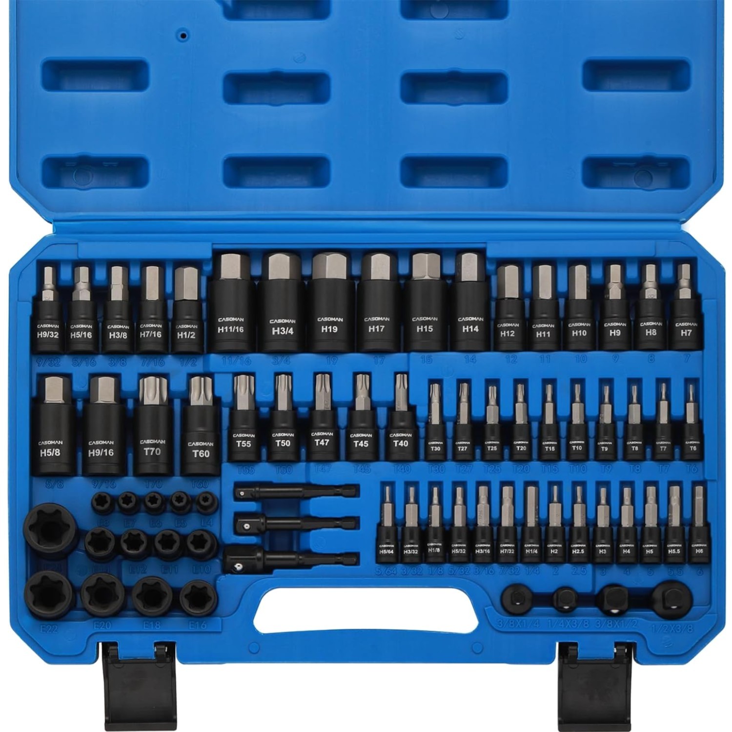 71-Piece Master Hex & Torx Bit Socket Set, 1/4″ & 3/8″ & 1/2″ Drive, Metric/S…