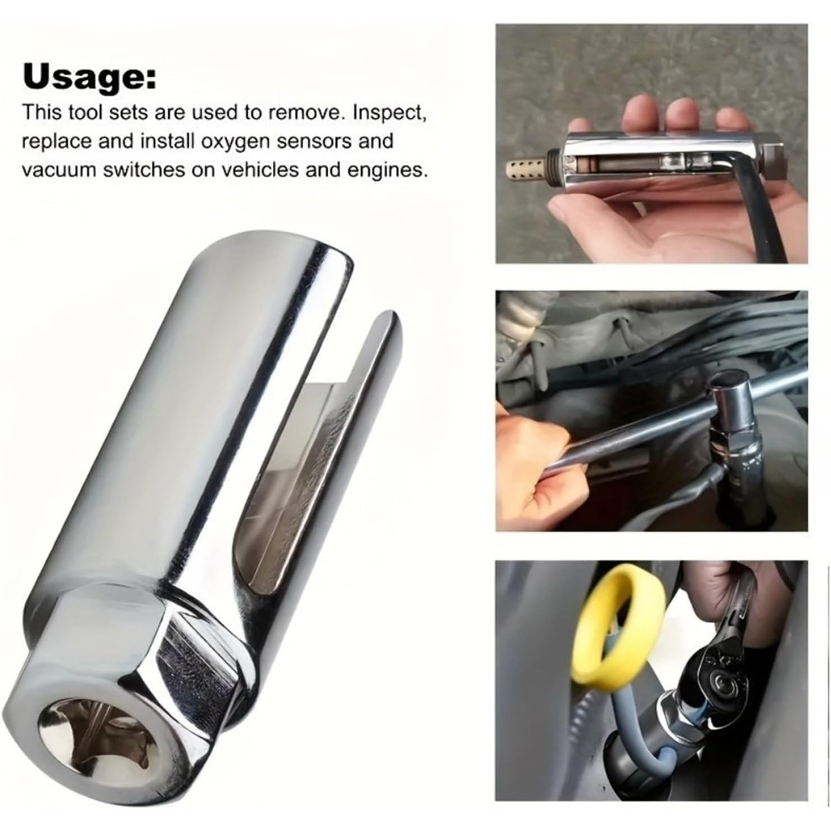 O2 Oxygen Sensor Socket Thread Chaser Set 5PCS O2 Sensor Wrench Removal Tool Kit