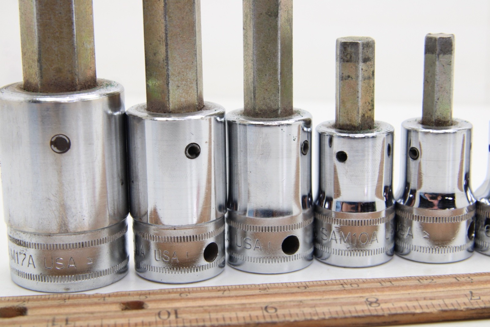 Snap-on SAM 6 8 10 12 17 mm 6 Piece 1/2″ Drive Metric Allen Hex Socket Set USA