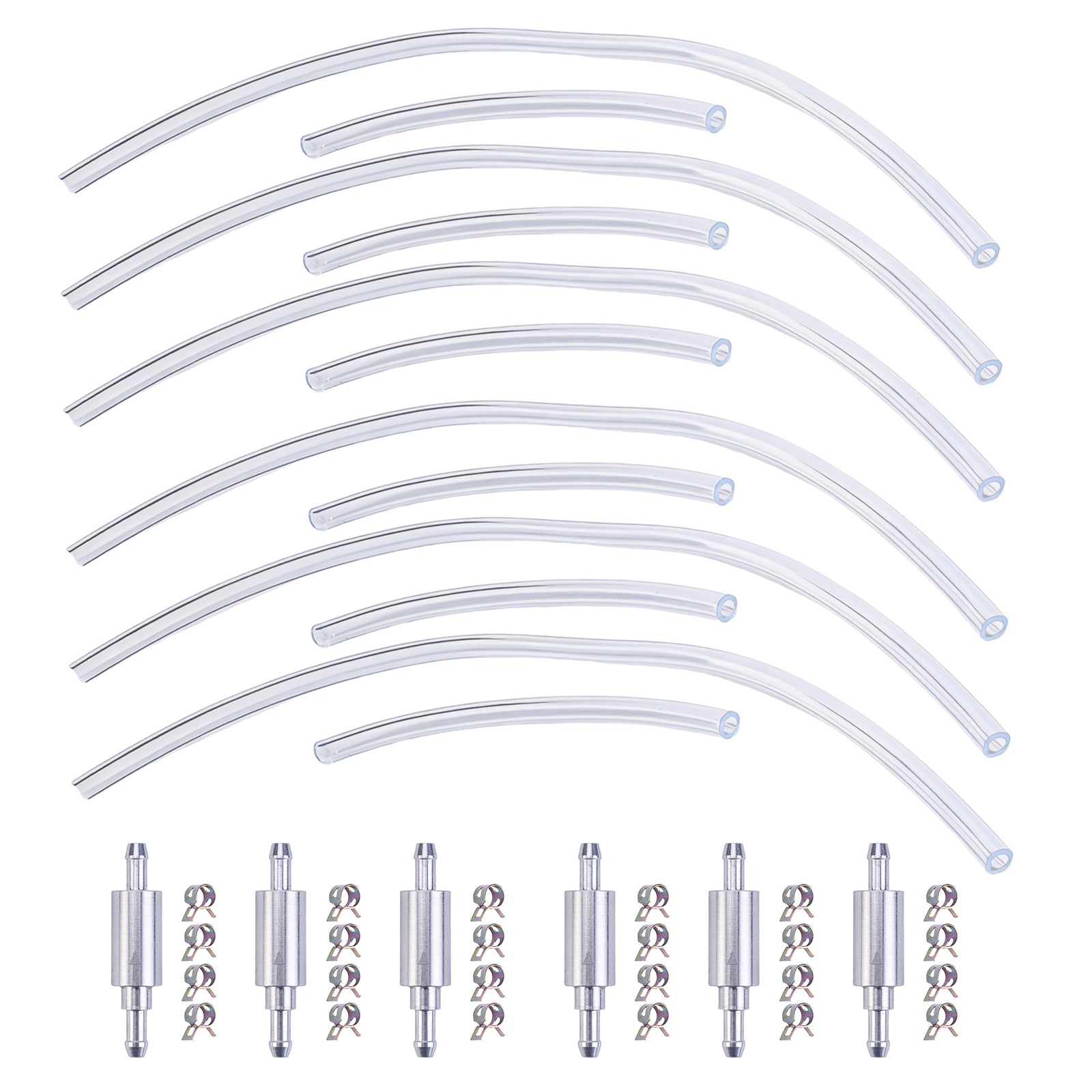 6 PCS Brake Bleeder Hose, One Way Check Valve Tube Bleeding Tool Kit Silver NEW
