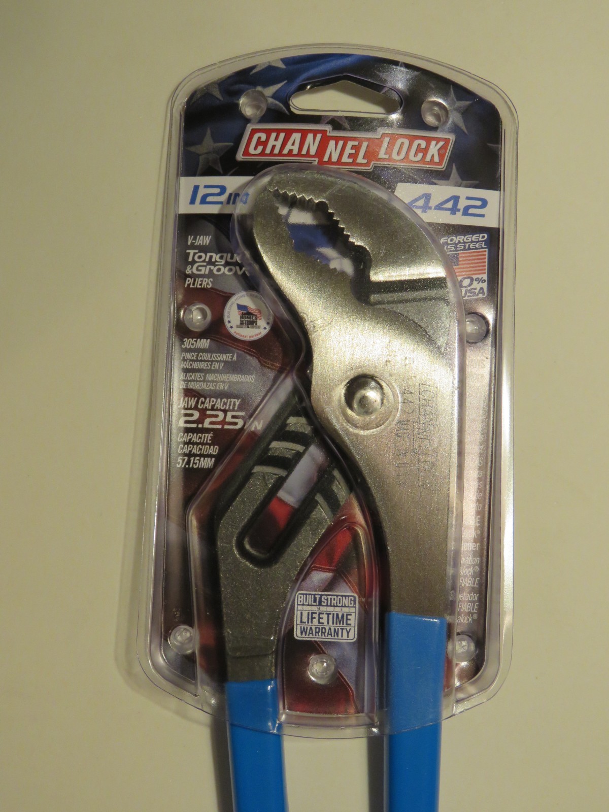 Channellock 442 12-Inch V-Jaw Tongue & Groove Pliers 2.25″ Jaw Capacity – NEW