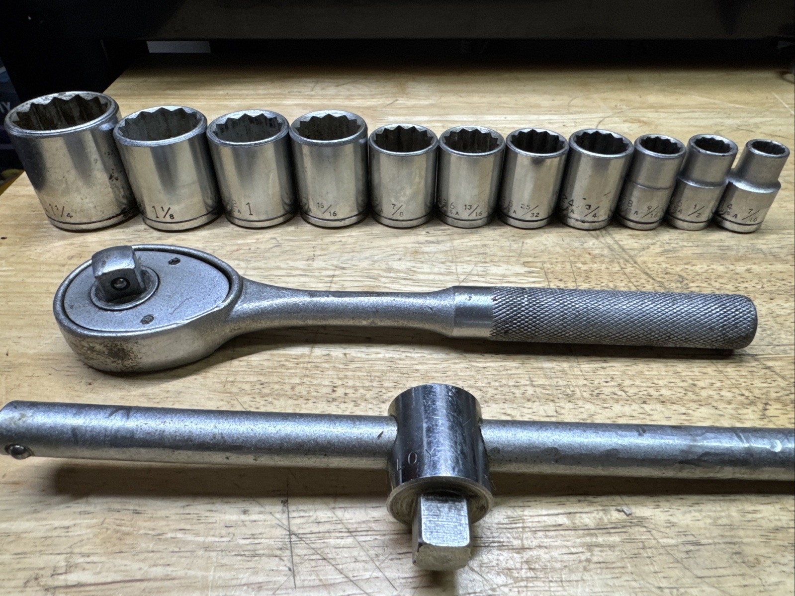 Vintage Penens 1/2″ Drive Ratchet Socket 13 Pcs Set R-10 Alloy Made in USA