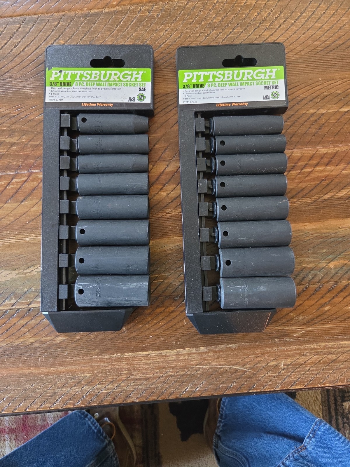16 PC PITTSBURG 3/8″ DRIVE DEEP WALL IMPACT SOCKET SET. 67910&67928. PRE-OWNED