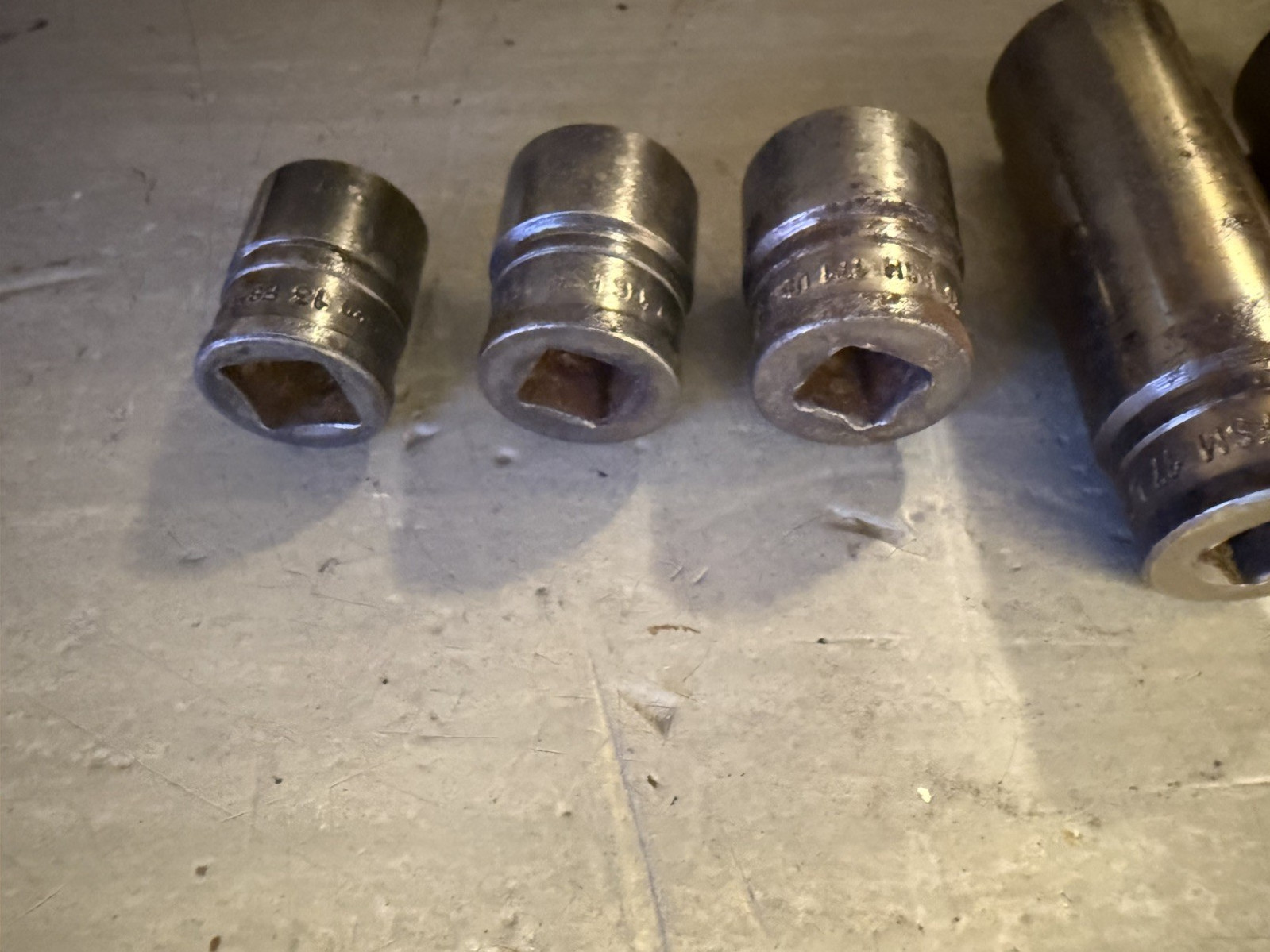 Vintage Snap-on Tools USA Lot of 6 3/8″ Drive Metric 6 Point Sockets 13 17 18 19