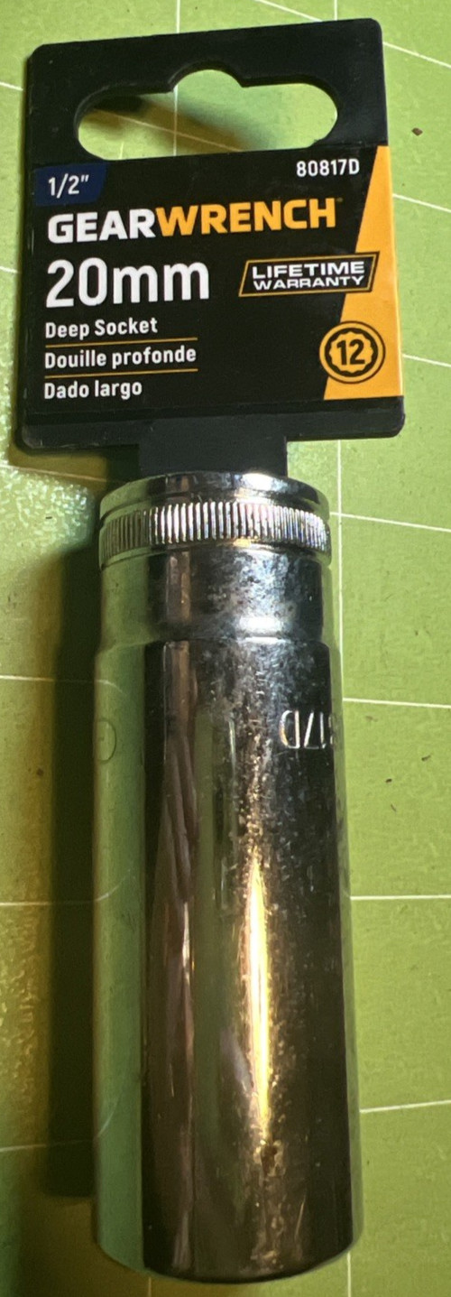 GearWrench 80817D 1/2″ Drive 20 mm 12-Point Metric Deep Socket Chrome New
