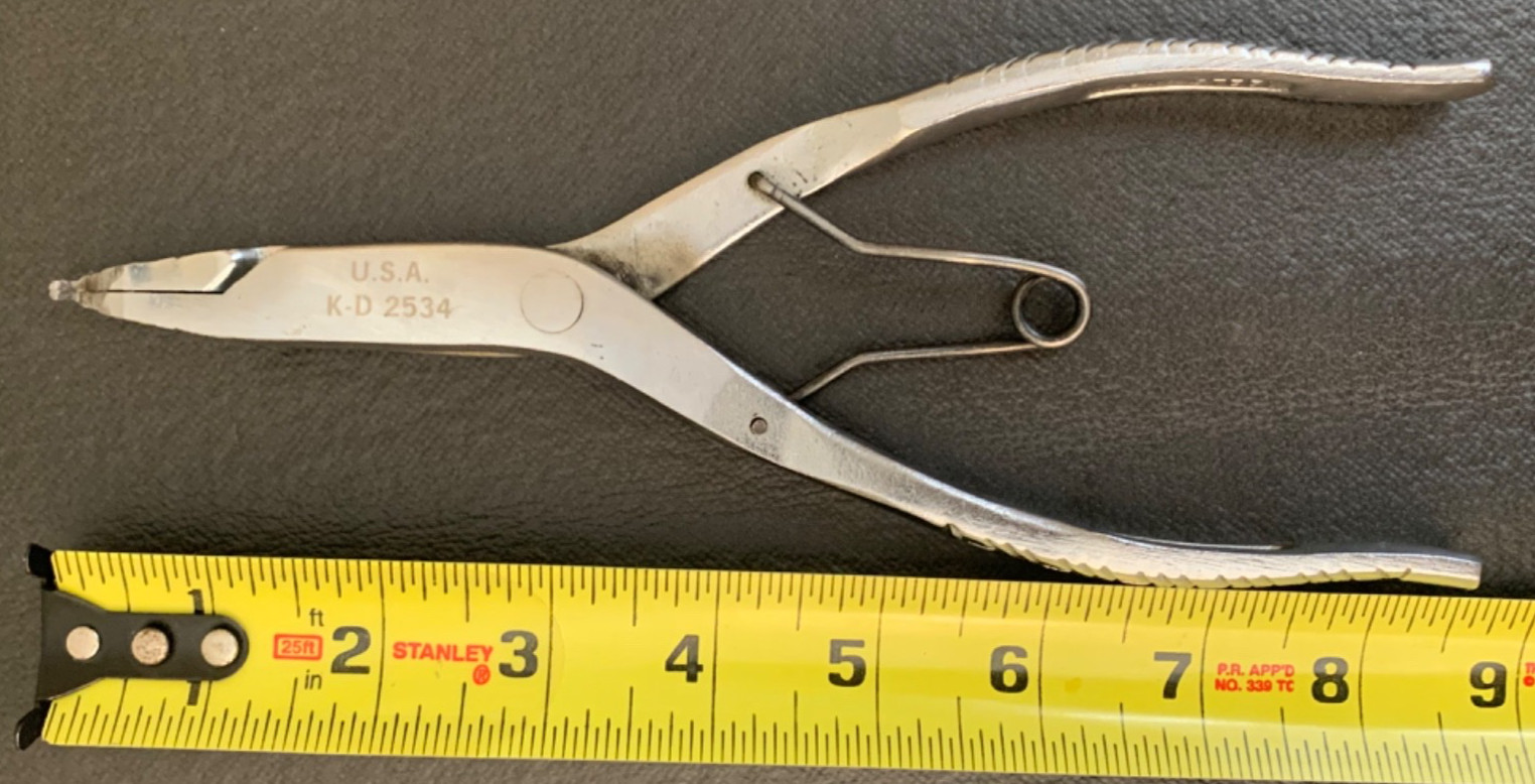 Vintage K-D Tools 2534 Fixed Tip External Lock Ring Pliers Made in USA