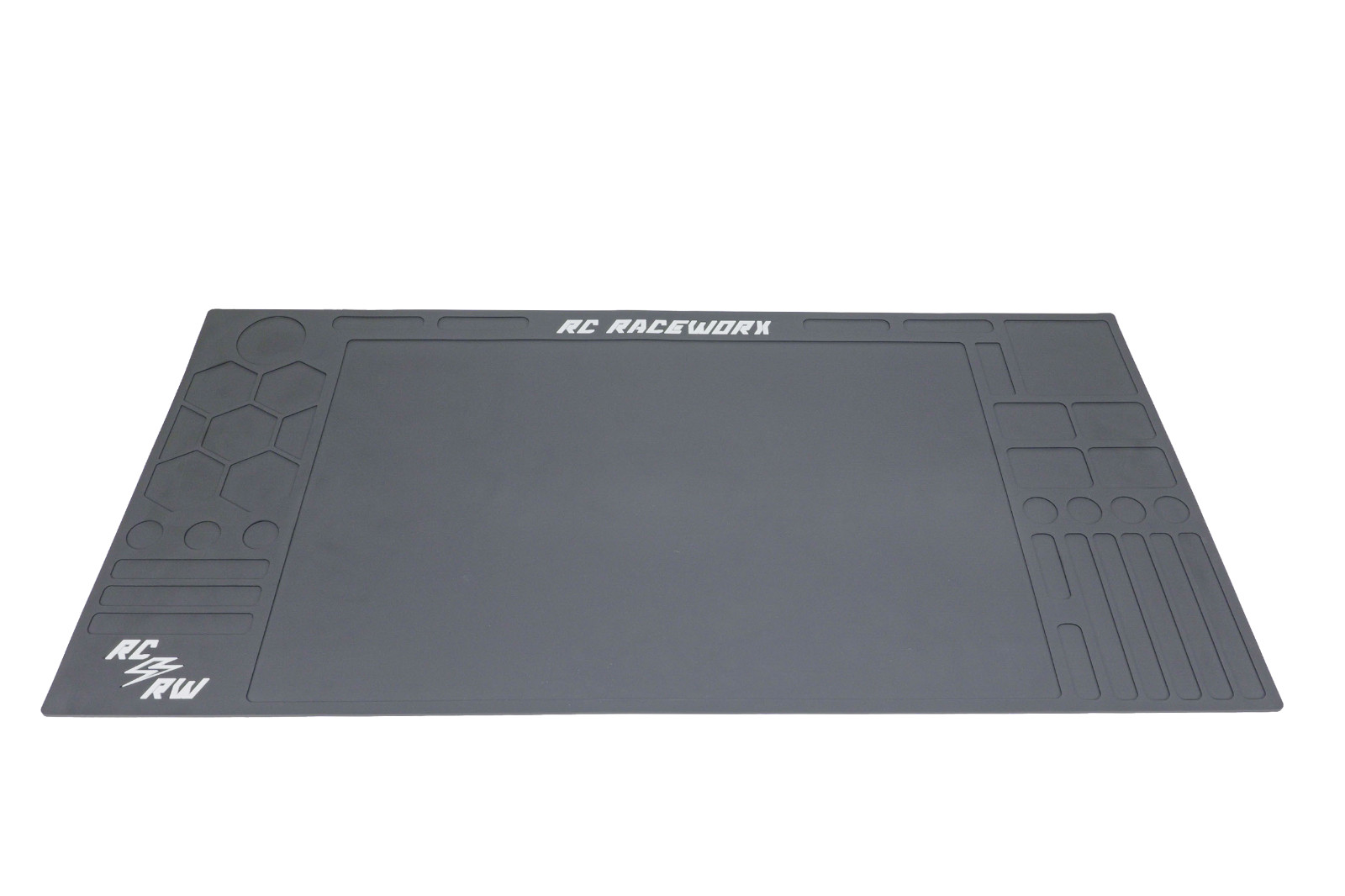 TrackPack – RC Raceworx Flight Deck Pit Mat – Black and White + Soldering Mat