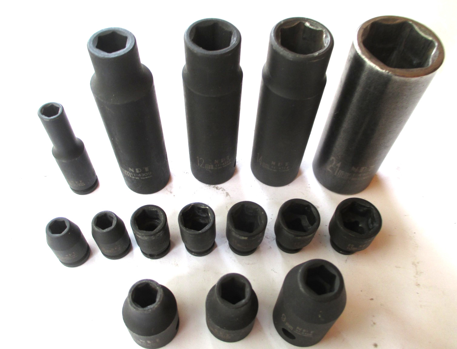 NPT 15 PIECE Impact Socket Set Metric 3/8, 1/4, & 1/2″ Drv Shallow/Deep 5.5-21mm