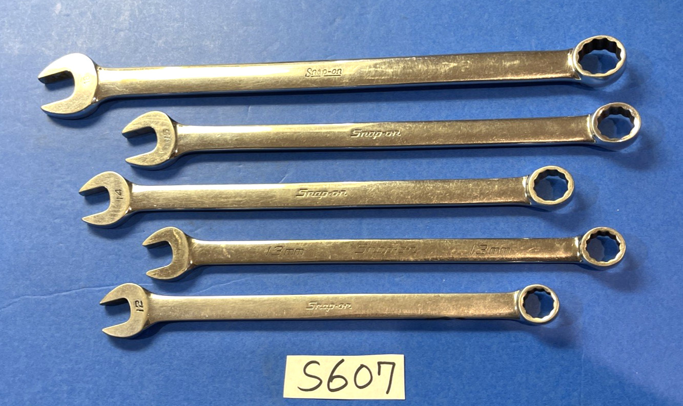 SNAP-ON TOOLS 5 PIECE METRIC EXTRA LONG COMBINATION WRENCHES 12mm 13, 14, 15, 18
