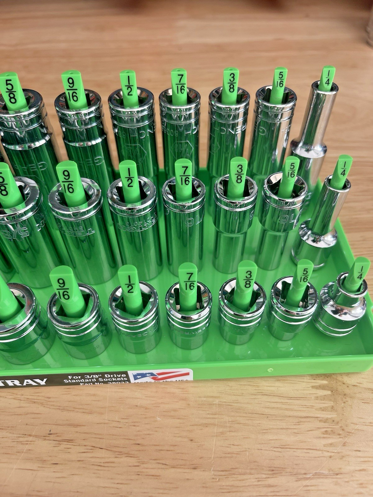 GearWrench & Tekton 3/8” SAE Shallow Mid Deep Sockets 80553 80555S 80555 w/ Tray