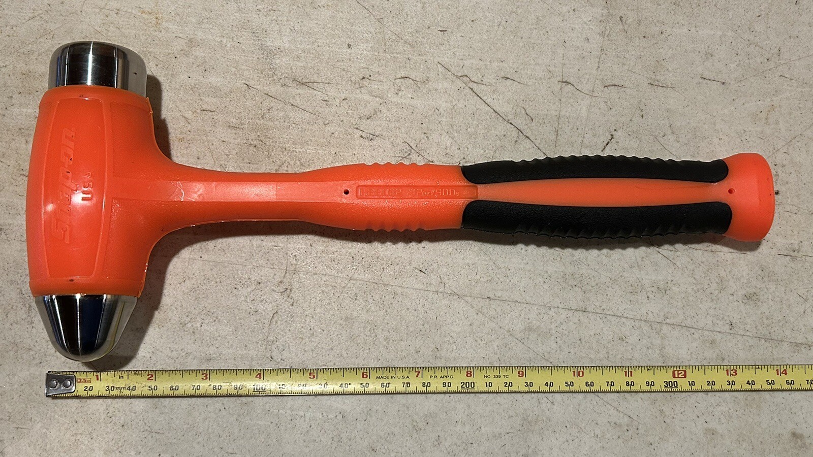 NEW Snap-on Tools 32oz/900g ORANGE Soft Grip DeadBlow Hammer HBBD32