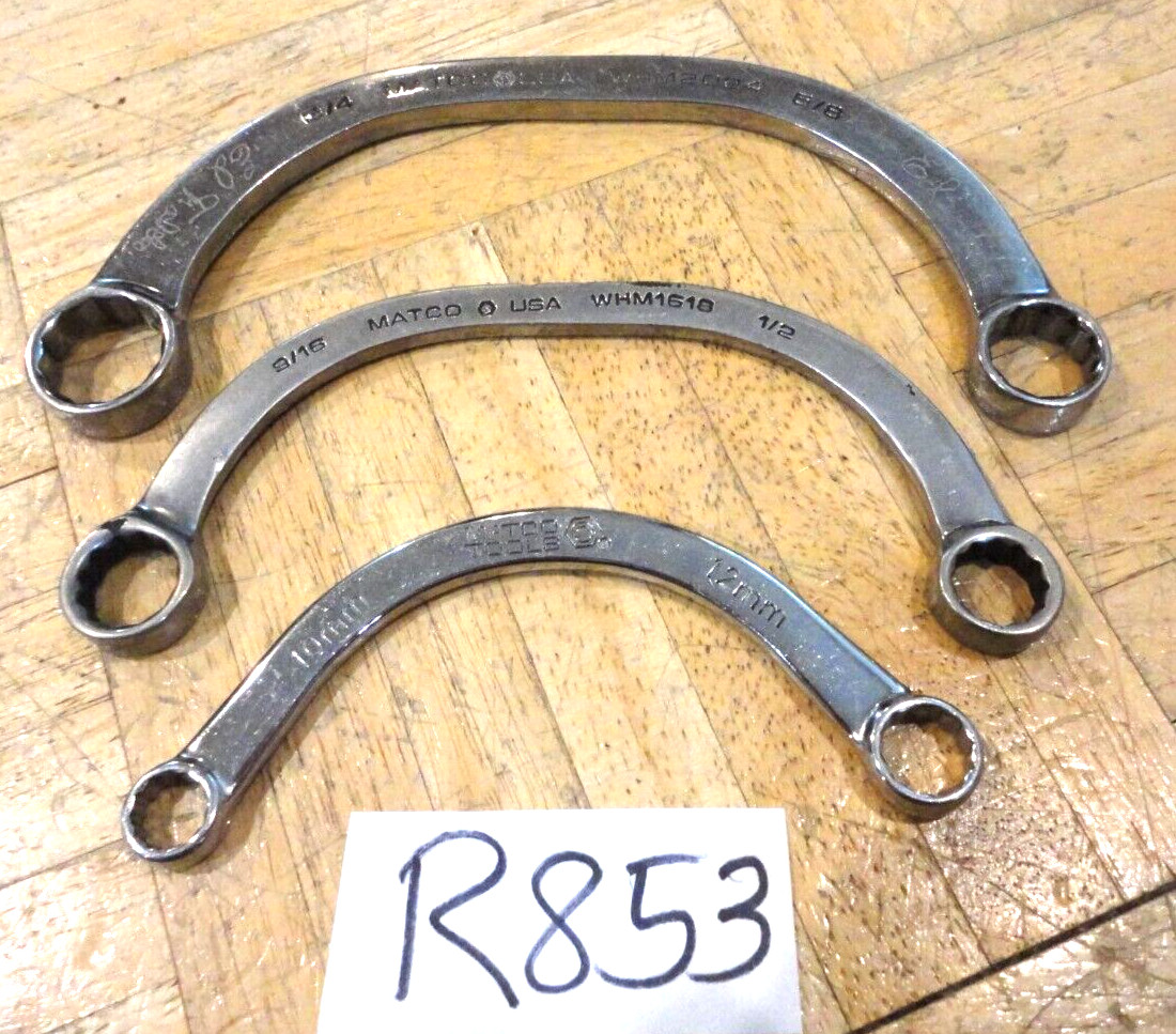 MATCO TOOLS 3 PC. METRIC & SAE. HALF MOON WRENCHES 10-12, 9/16-1/2, 3/4-5/8