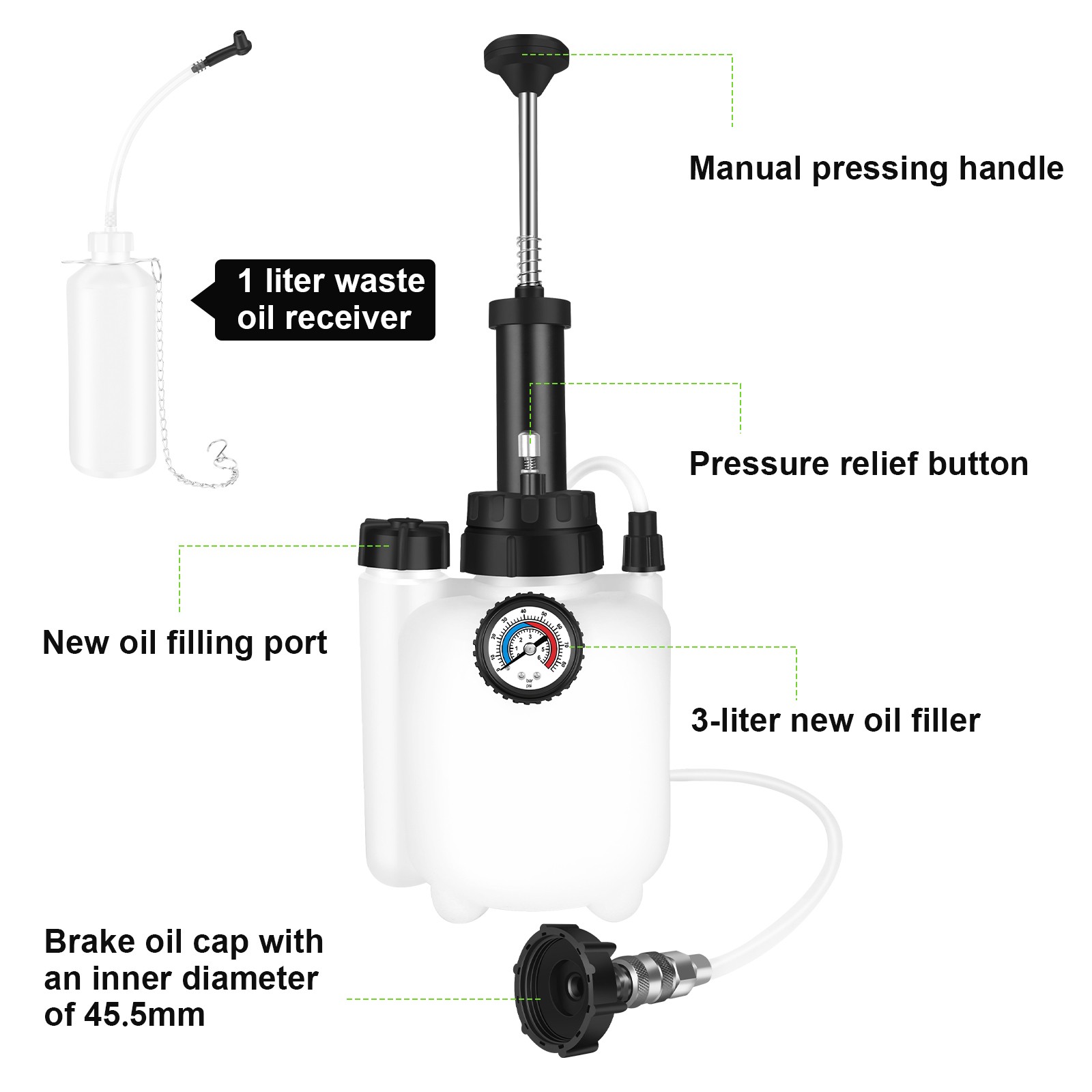 3L+1L Car Brake Bleeder Clutch Manual Bleeding System Fluid Bleeder Oil Extracto
