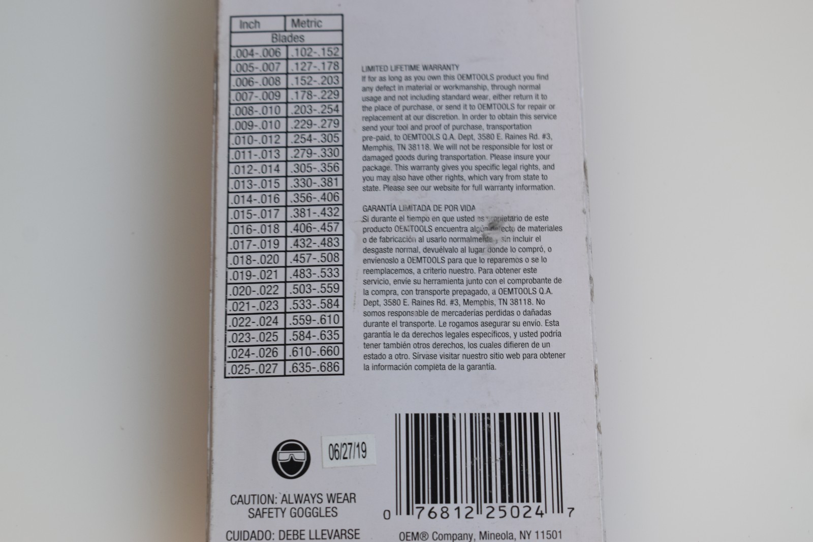 Oemtools 25024 22 Blade Go No Go Feeler Gauge Precision Measurement Tool