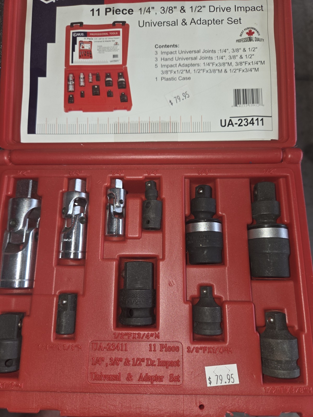 Genius Tools 11 Piece Univeral Joint and Adapter Set UA-23411