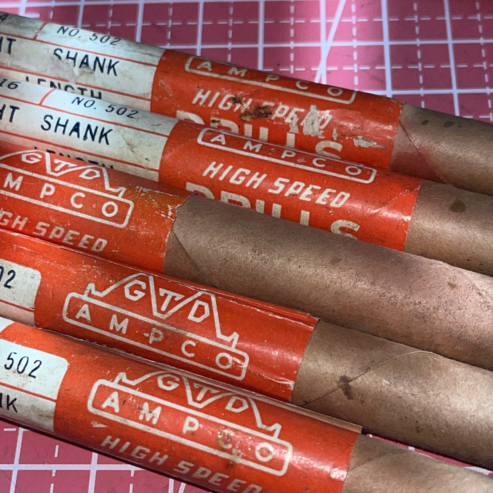 NOS GTD AMPCO USA 5 Straight Shank Drill 27/64 7/16 15/22 31/64 1/2 Bit 502 Lot