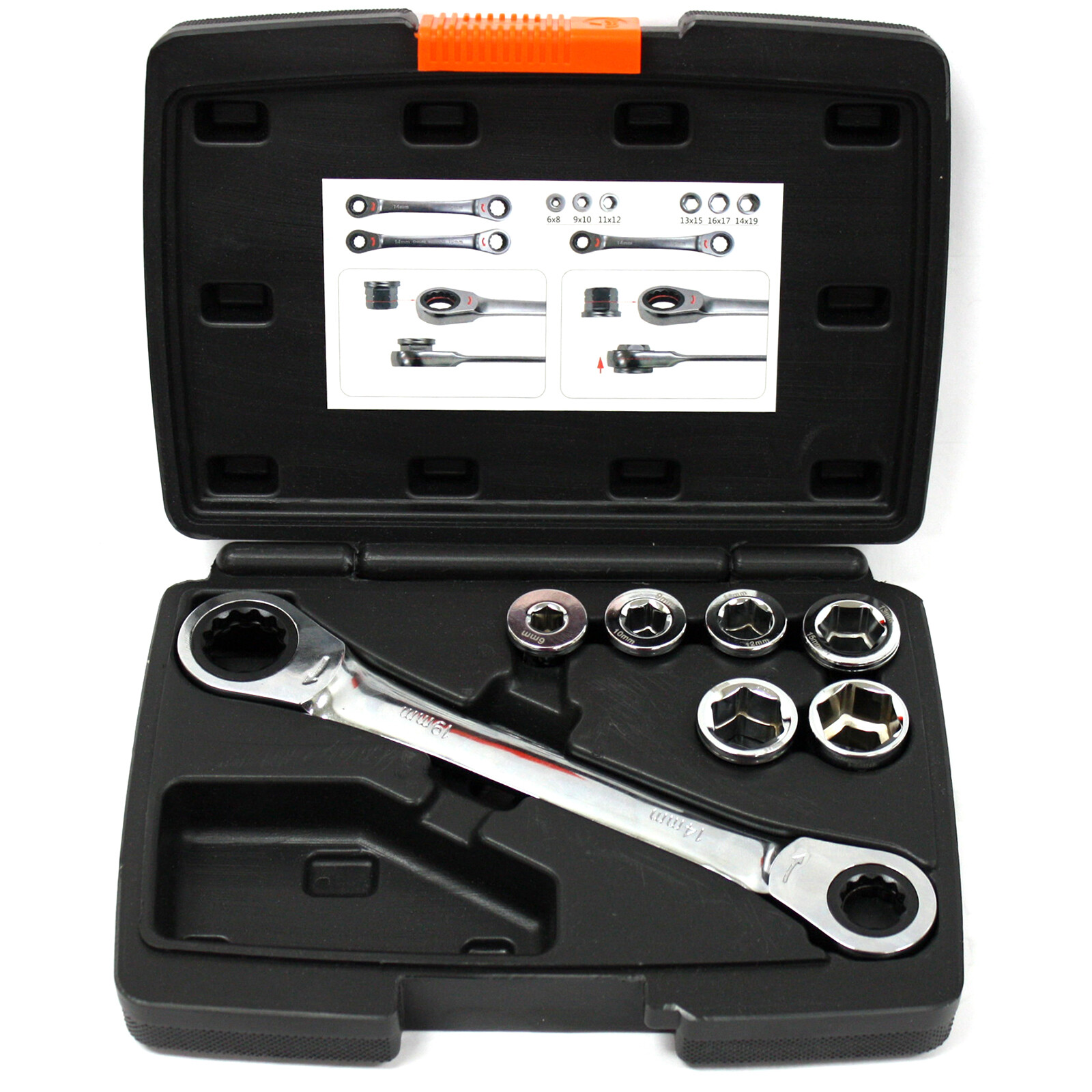 12 in 1 Interchangeable Ratchet Wrench Kit 14x19mm Metric 6 – 19 MM