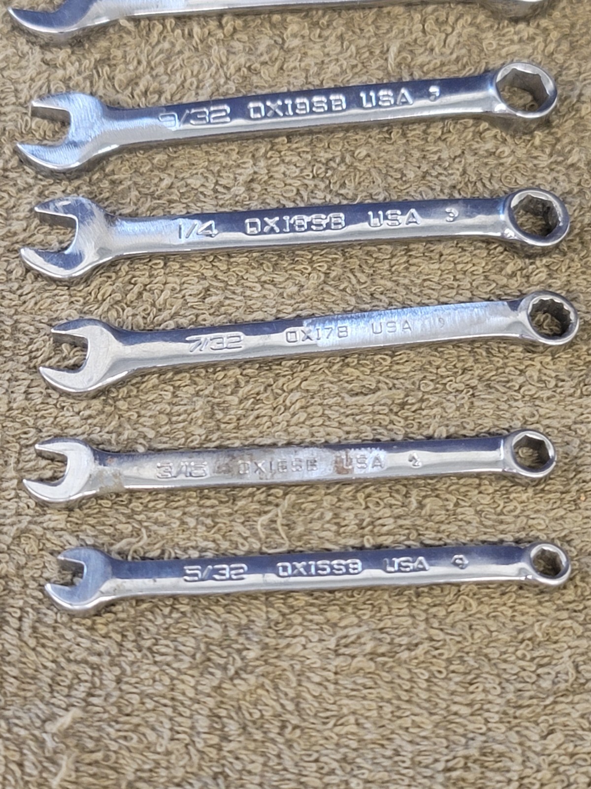 Snap on Short OEX OXI Combination Wrench Set Sae 11/16 5/8 9/16 1/2 3/8 1/4 5/32