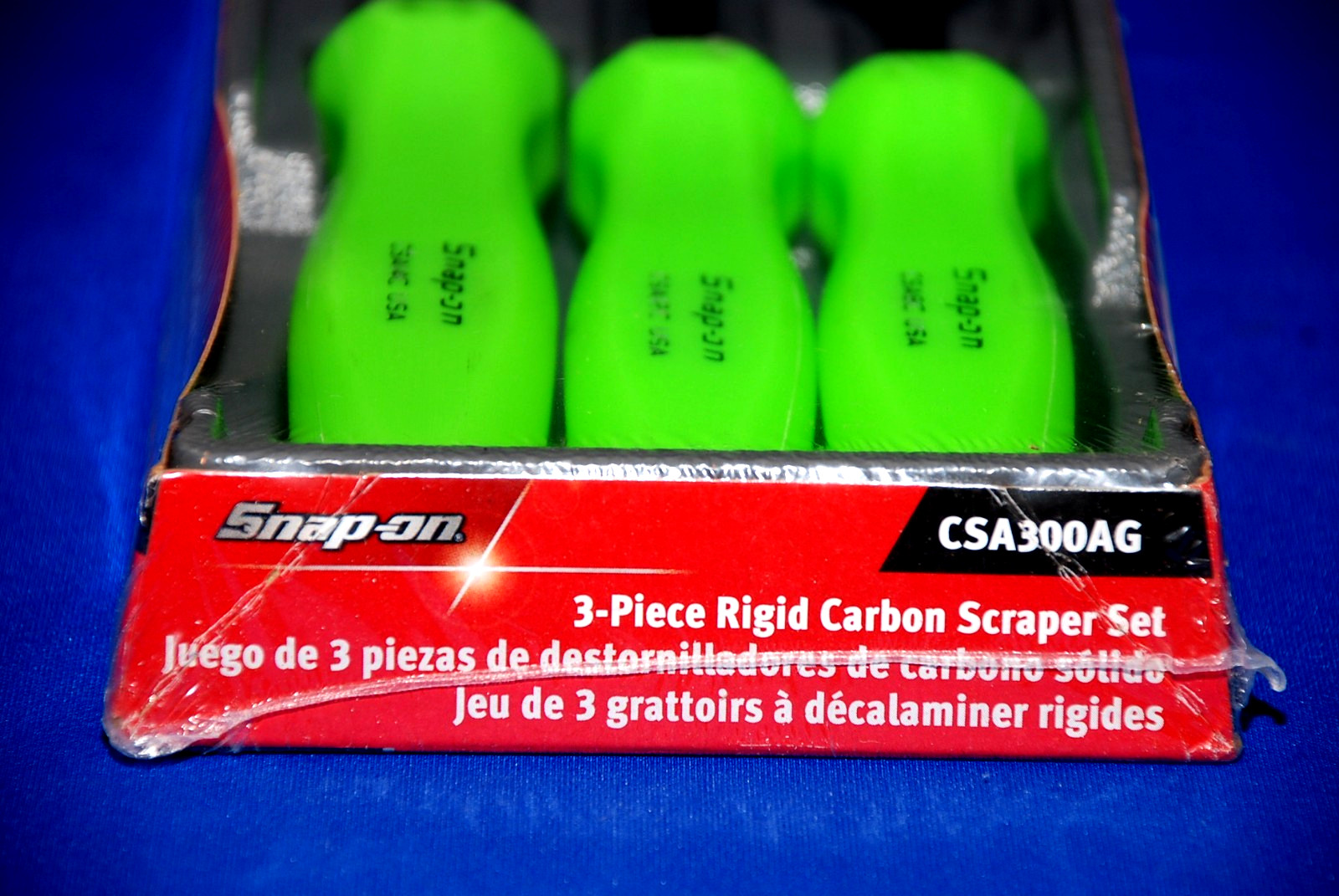 Snap-on NEW Ships FREE 3 Pc Green Hard Grip Rigid Carbon Scraper Set CSA300AG