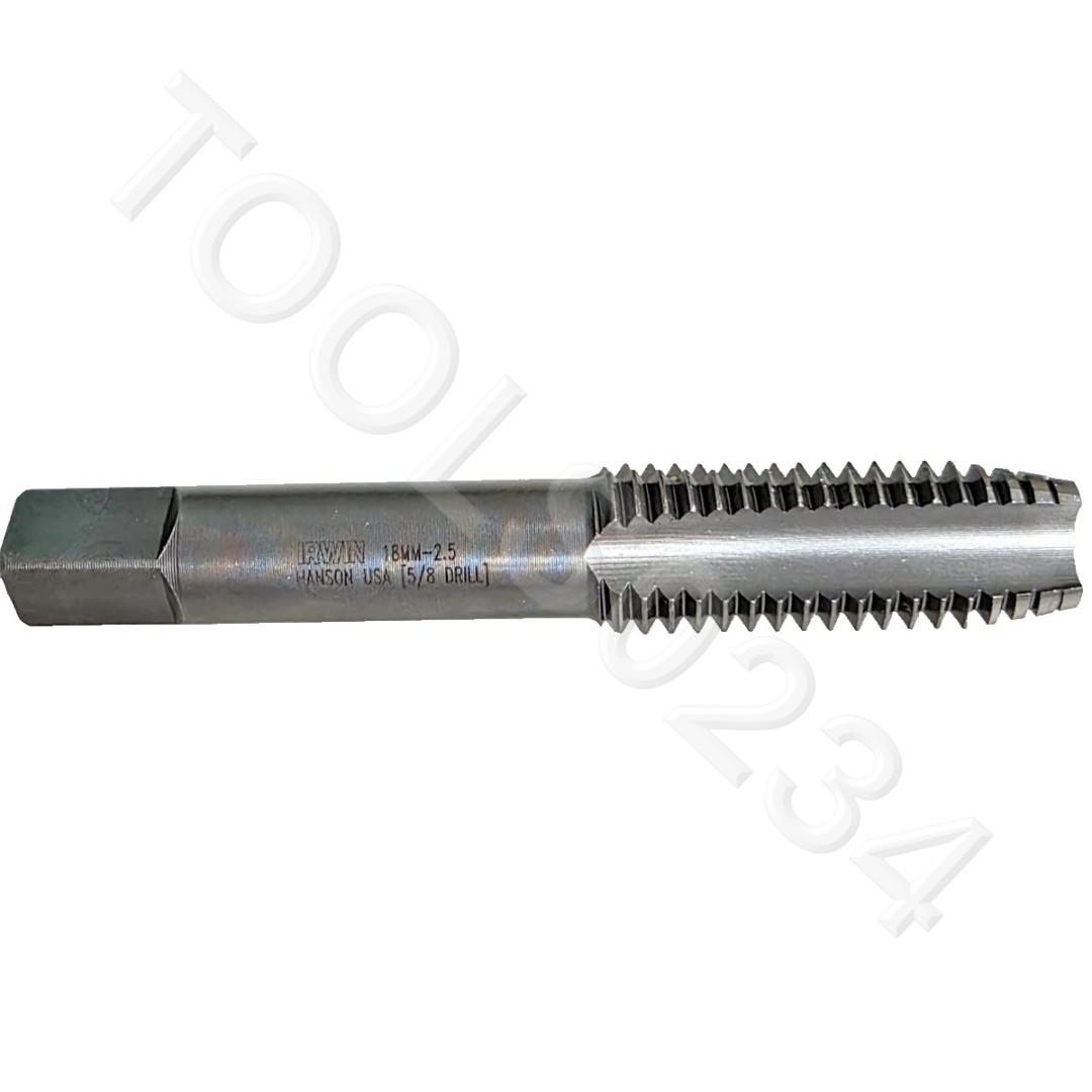 M18 X 2.5 Plug Tap Metric Irwin 1761 ZR 18MM Carbon Steel 4FL 2.50 RH