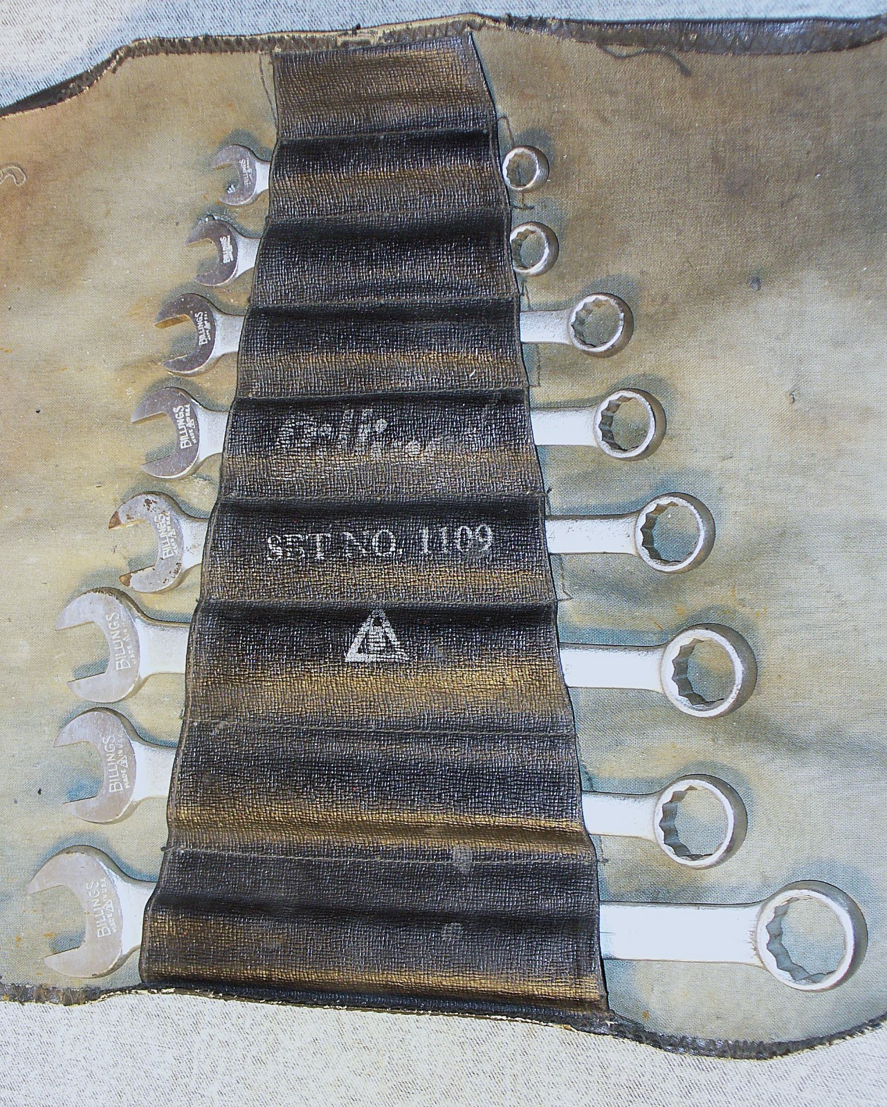 Vintage 8 Pc Billings Vitalloy Combination Wrench Set 1109-7/16 to 1” in Holder