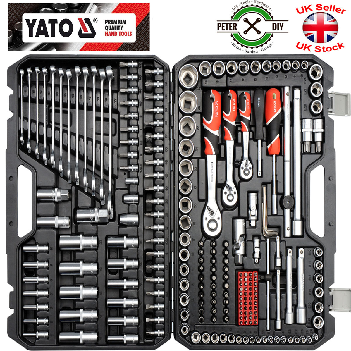 Socket Set 1/2 1/4 3/8 Yato Ratchet Tools Toolbox YT-38841 + YT-7220 -217 PCS