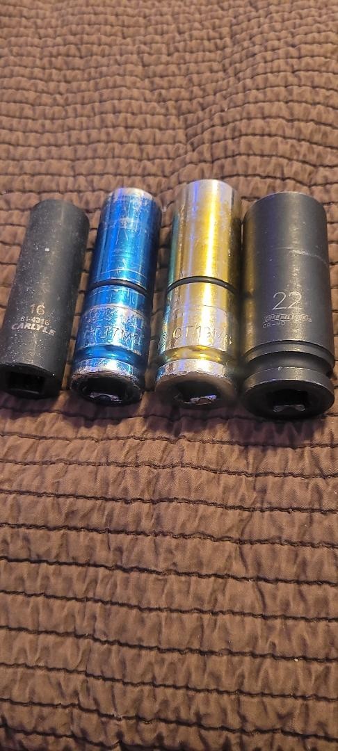 Lot of 4 Deep Impact Sockets 16mm 17mm 19mm 22mm 1/2″ Drive Carlyle Pittsburgh
