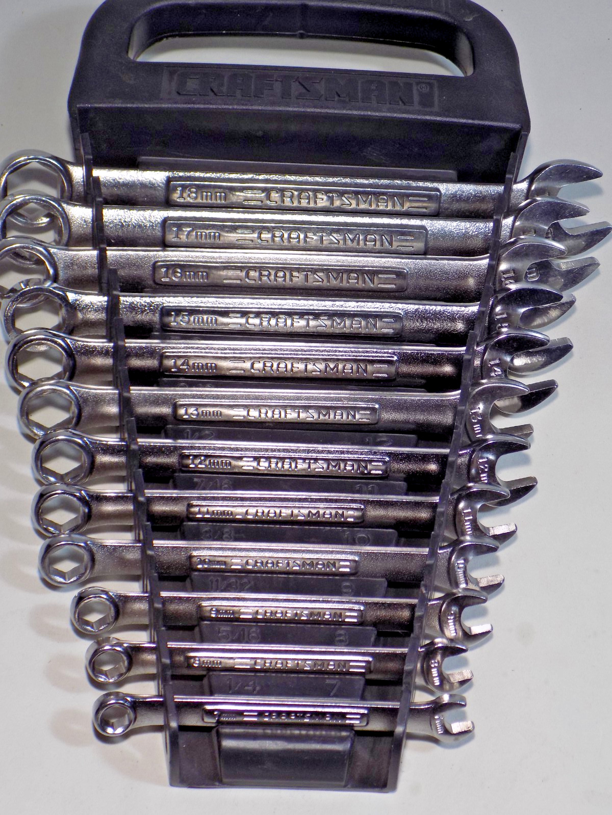 A++ 6 Point 12 Pc. USA Craftsman-VA- 7-18MM Combo Wrench Set In Rack-No Etchings