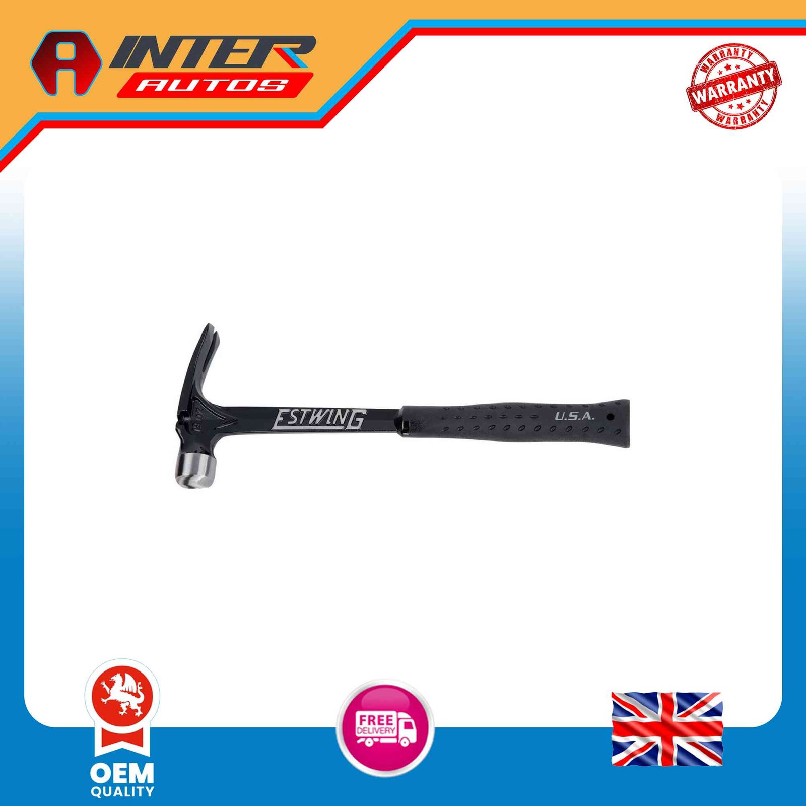 Draper Estwing EB-19S Ultra Series Smooth Face Framing Hammer, 19oz-538g, 15.5″