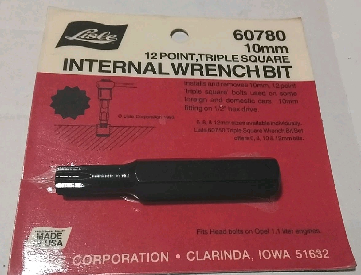 60780 LISLE USA-MADE 10MM 12PT TRIPLE SQUARE INTERNAL WRENCH BIT USA 🇺🇸