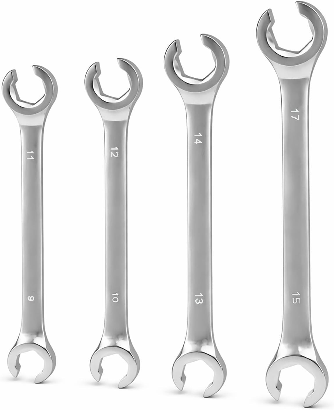8-Piece 9-17mm Flare Nut Wrench Set with 15-Degree Offset for Mechanic Precision