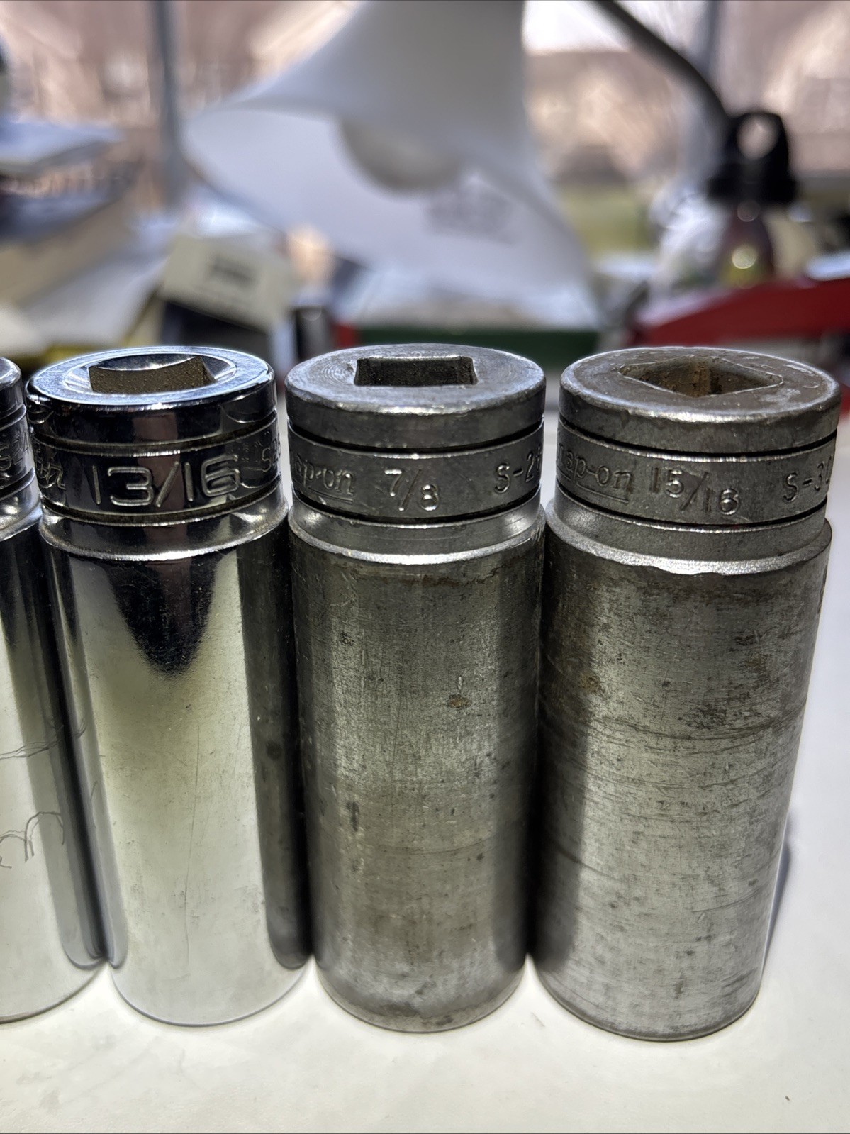 Snap On Tools 1/2″ DEEP SAE 5/8”»- 15/16″ Socket Set Lot 12-PT 🇺🇸