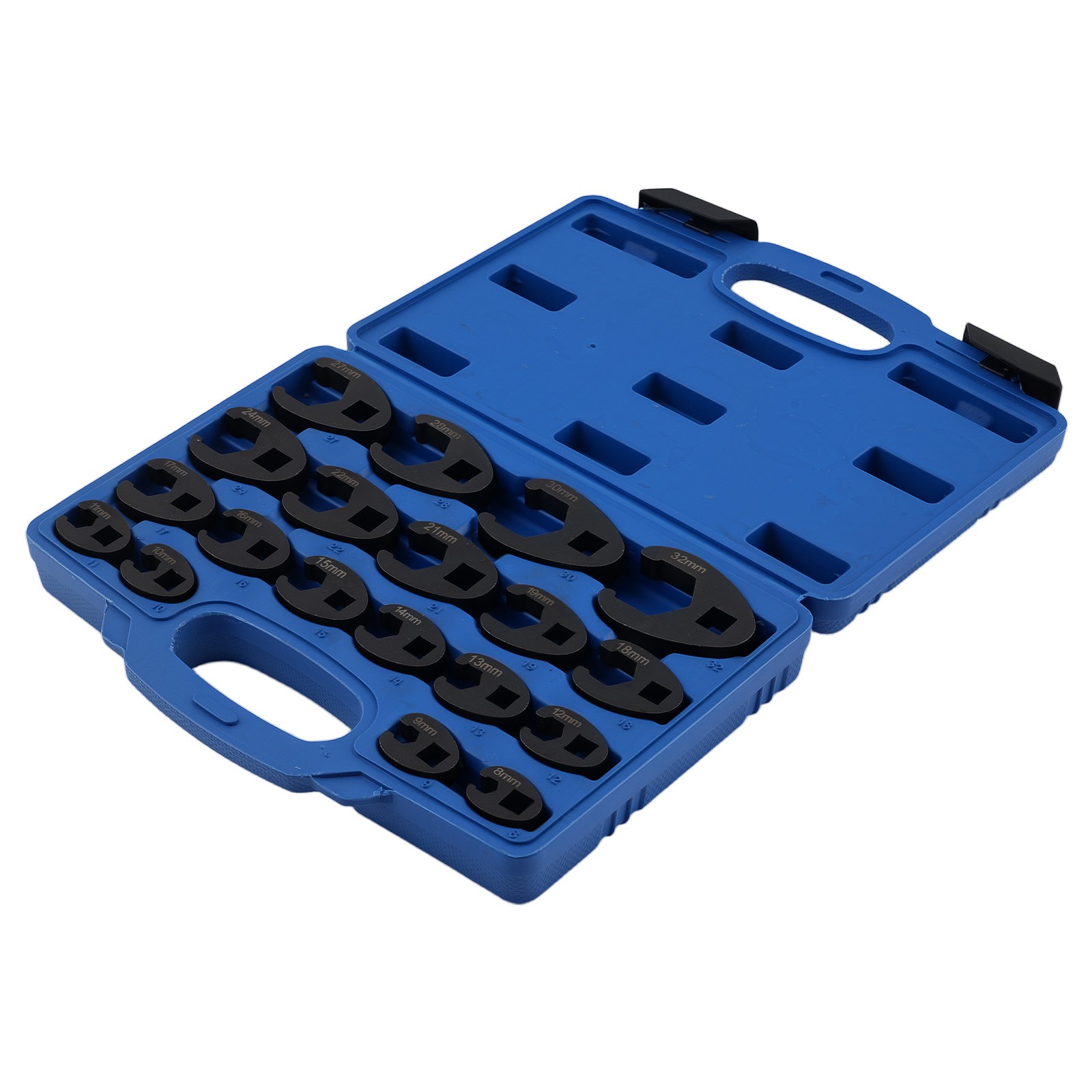 19 Piece Heavy Duty Chrome Steel Crowfoot Wrench Set 8-32mm Metric Tool Kit