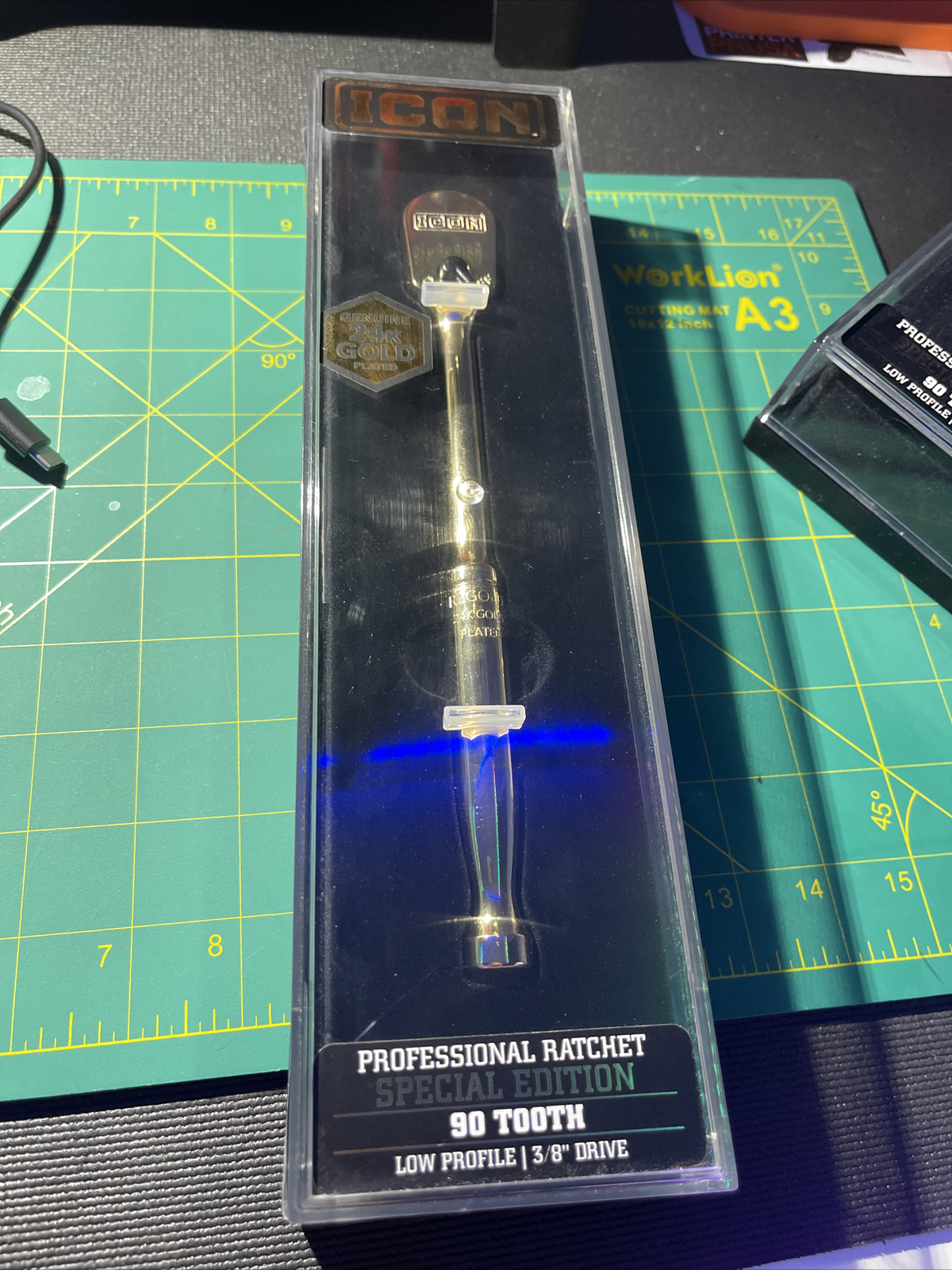 ICON SPECIAL EDITION 24K Gold Plated 3/8″ 90 TOOTH Drive Professional Ratchet