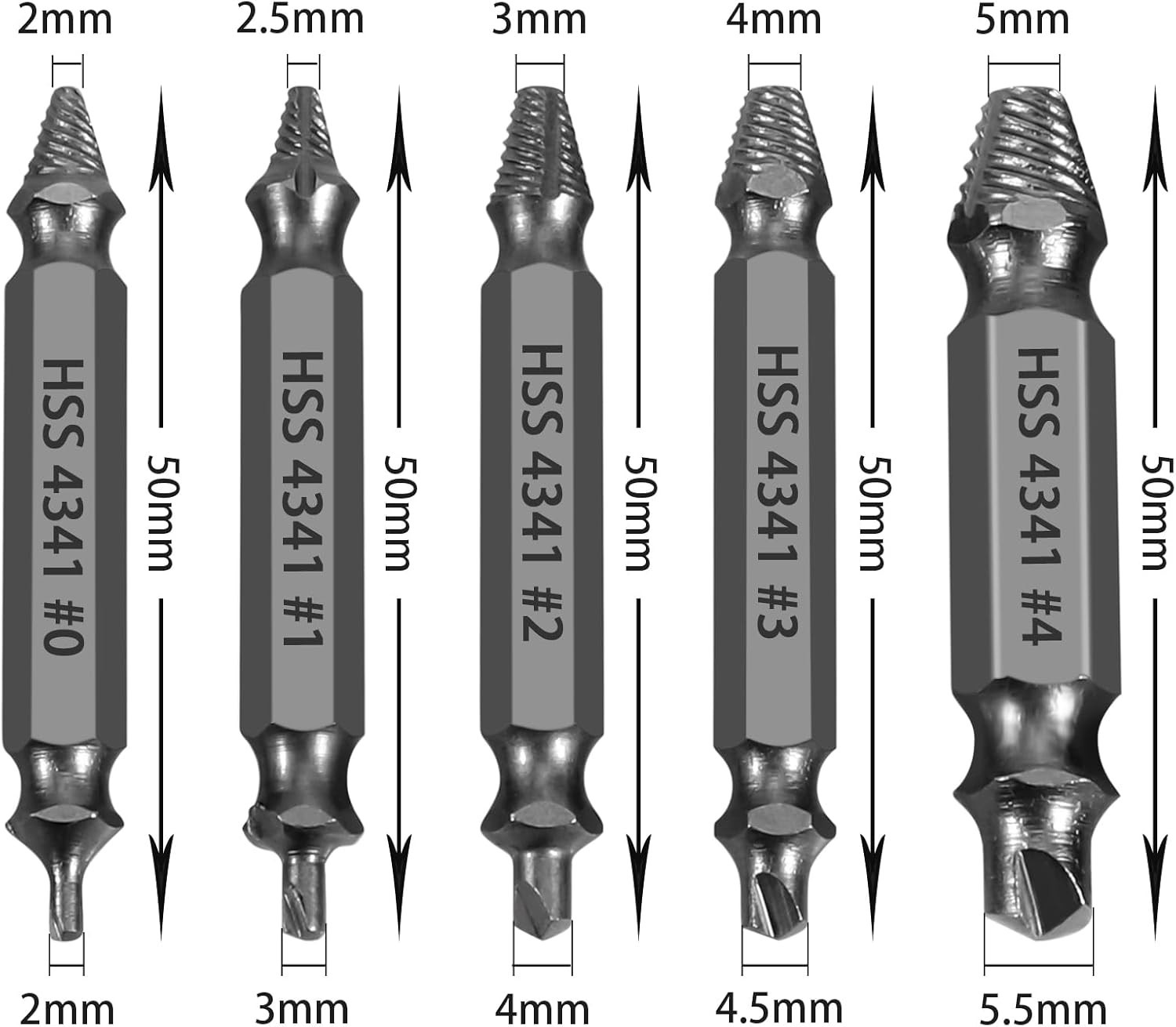 Industrial Grey Finish Screw Extractor Set