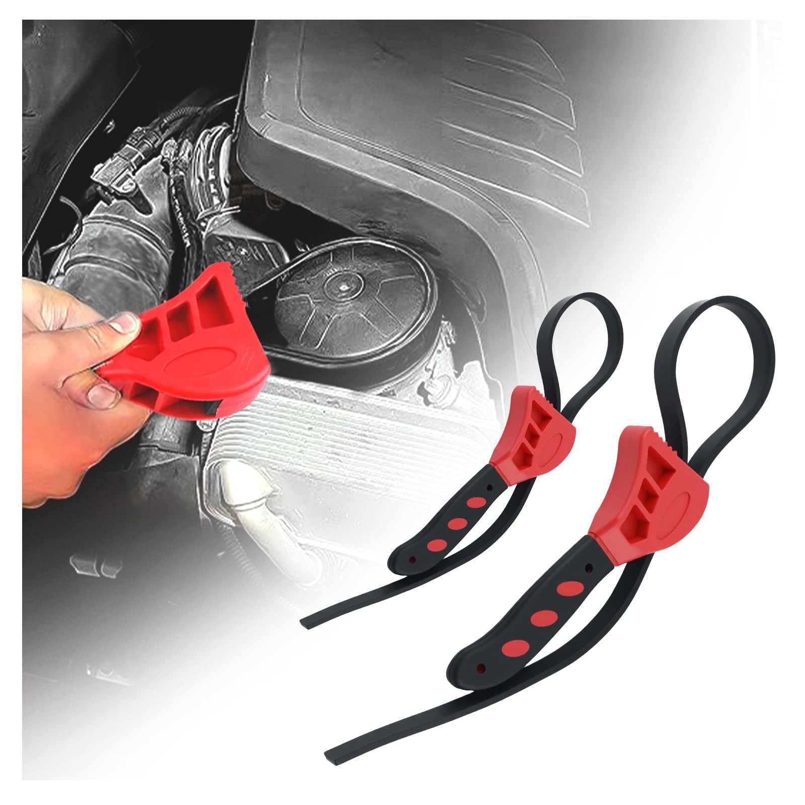2 Pcs Rubber Strap Wrench Set with 24 Inch and 19.7 Inch for Oil Filters