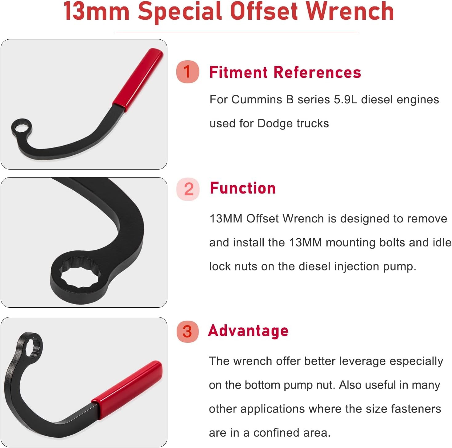 13mm Injection Pump Idle Lock Nut Wrench Tool Equipment Hand Tools for Cummins