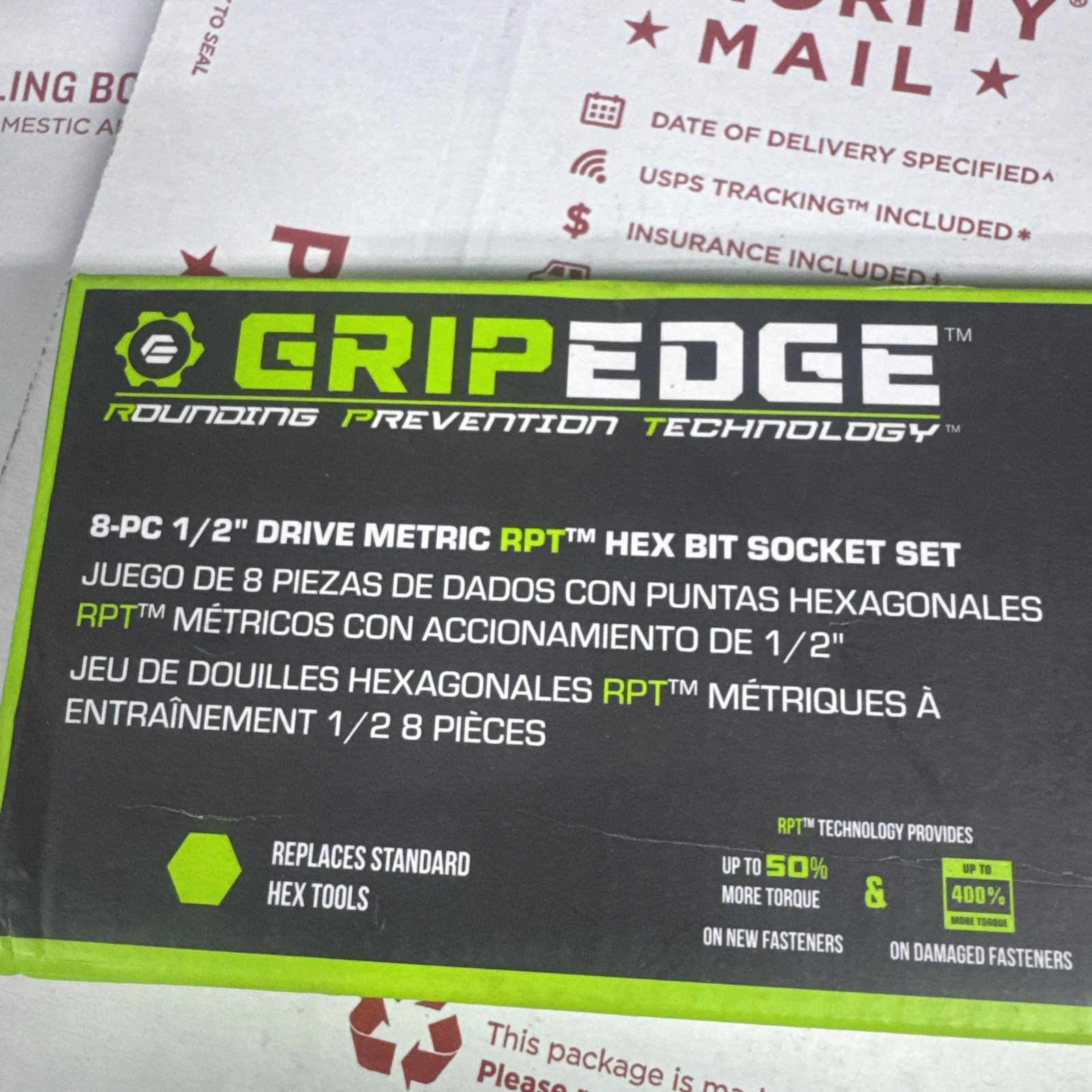 Gripedge HCM8S – 8pc 1/2″ Drive Metric RPT Hex bit socket set Grip Edge HCM8S