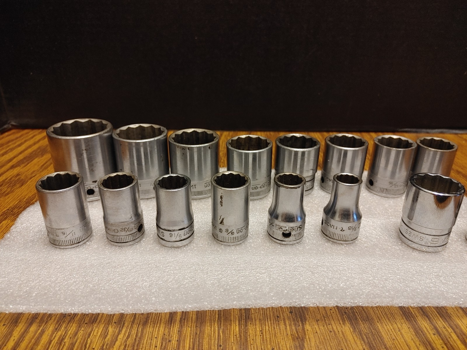 Vintage SNAP ON 15pc 12pt 1/2” Drive Socket Set 7/16 to 1-1/4″