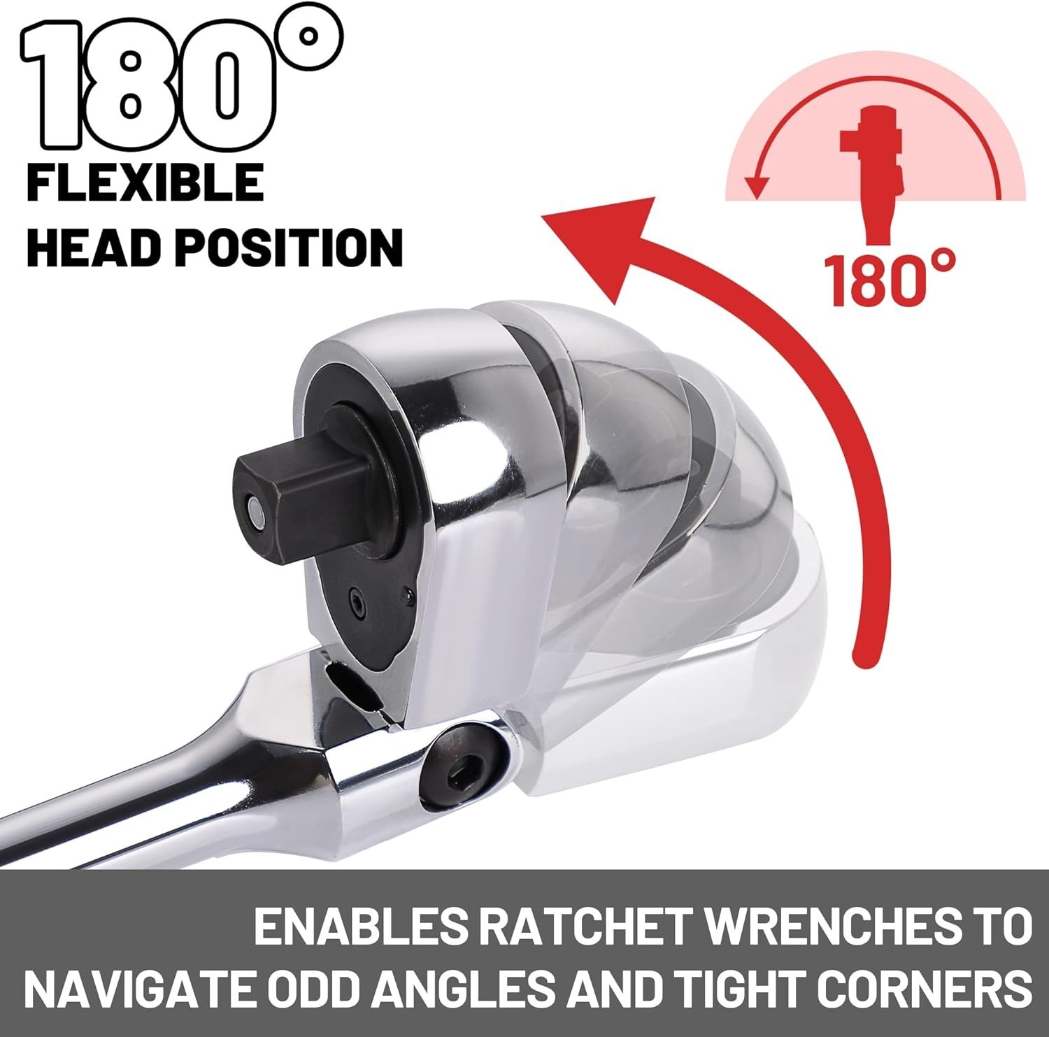 2-Piece 1/4″ & 3/8″ Drive Stubby Ratchet Set – Flexible Head Ergonomic Design