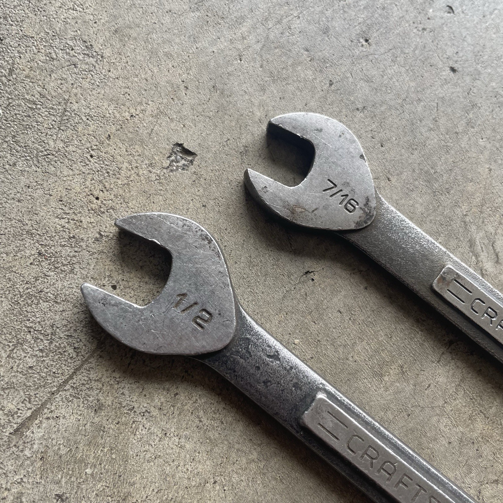 Lot of 2 Craftsman Ratcheting Combination Wrenchs 12 Pt 20602, 20609 1/2″, 7/16″