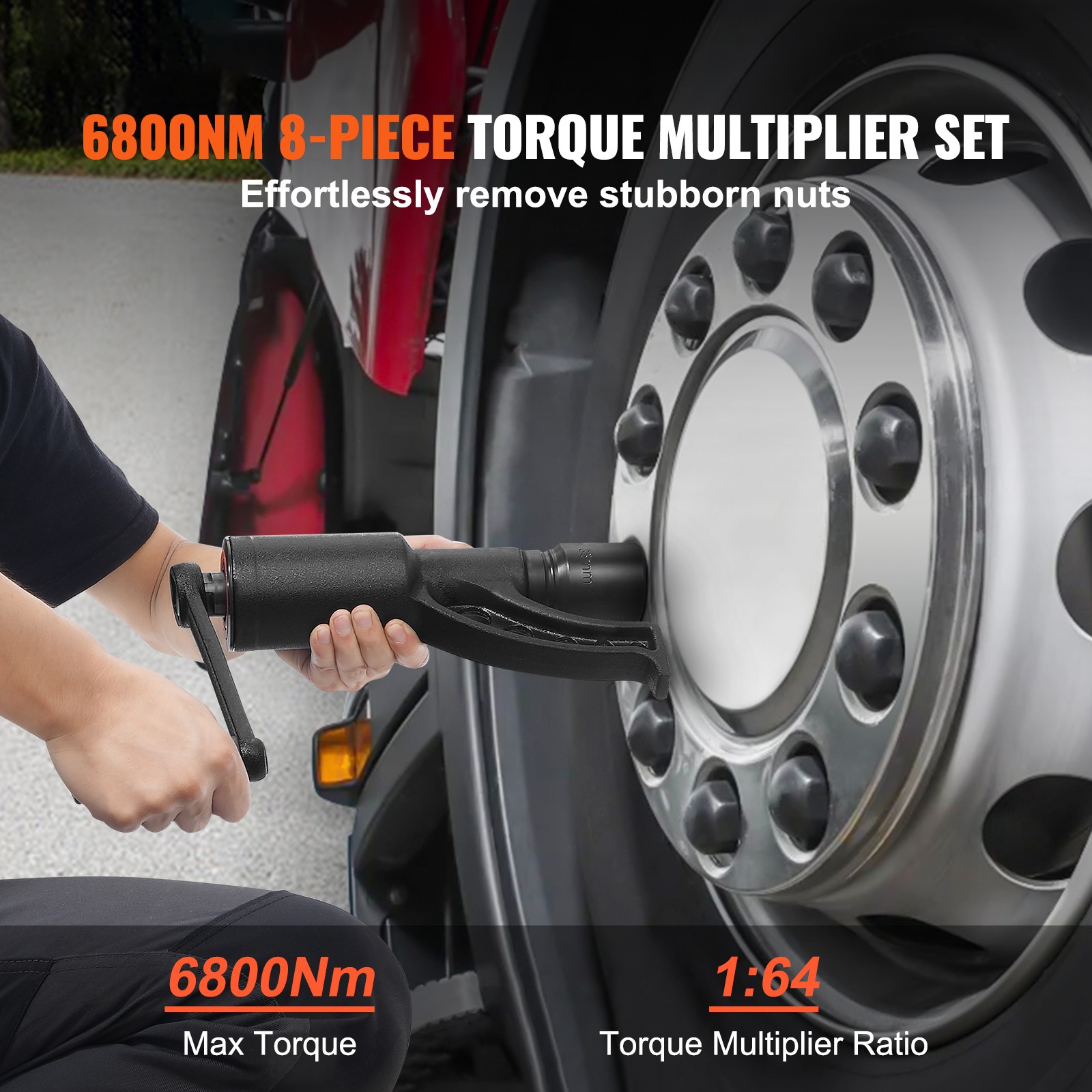 Torque Multiplier Set 1:64 Wrench Lug Nut Labor Saving Lugnuts with 8 Sockets