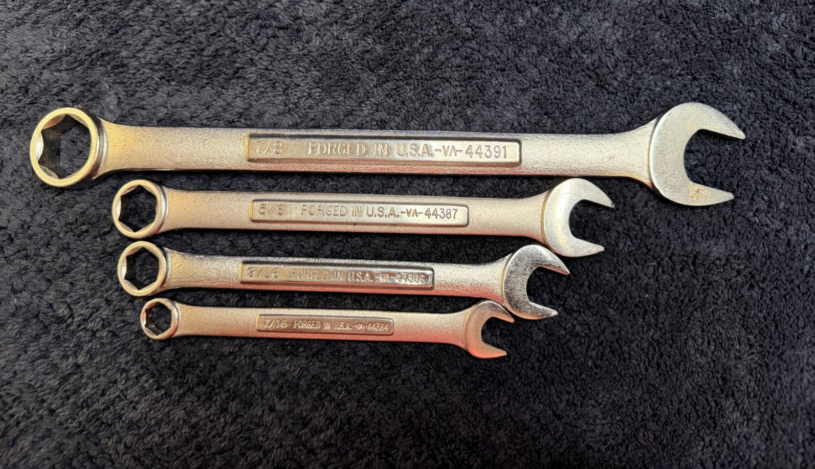 4 – Vintage Craftsman 6-Point VA SAE Combination Wrenches 7/8 5/8 9/16 7/16