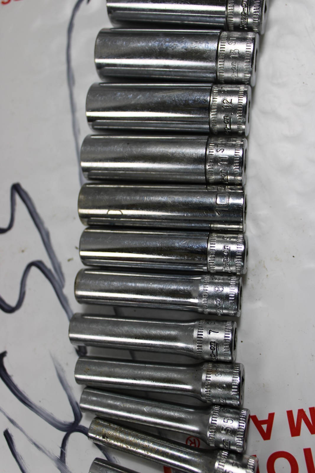 Snap On 1/4 Metric 12 Point Deep Socket 14pc STMM4-STMM15 Matco 10mm and 2 SAE