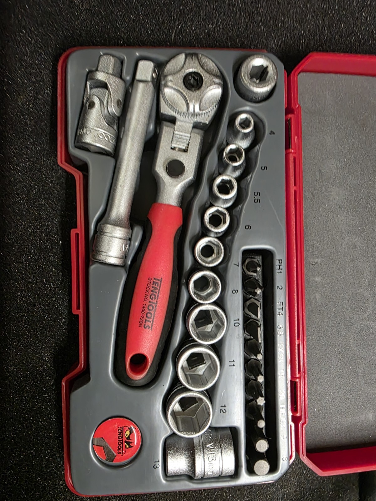Teng Tools 1/4dr Metric Socket Set Locking Flex Head Ratchet Socket/bit Set