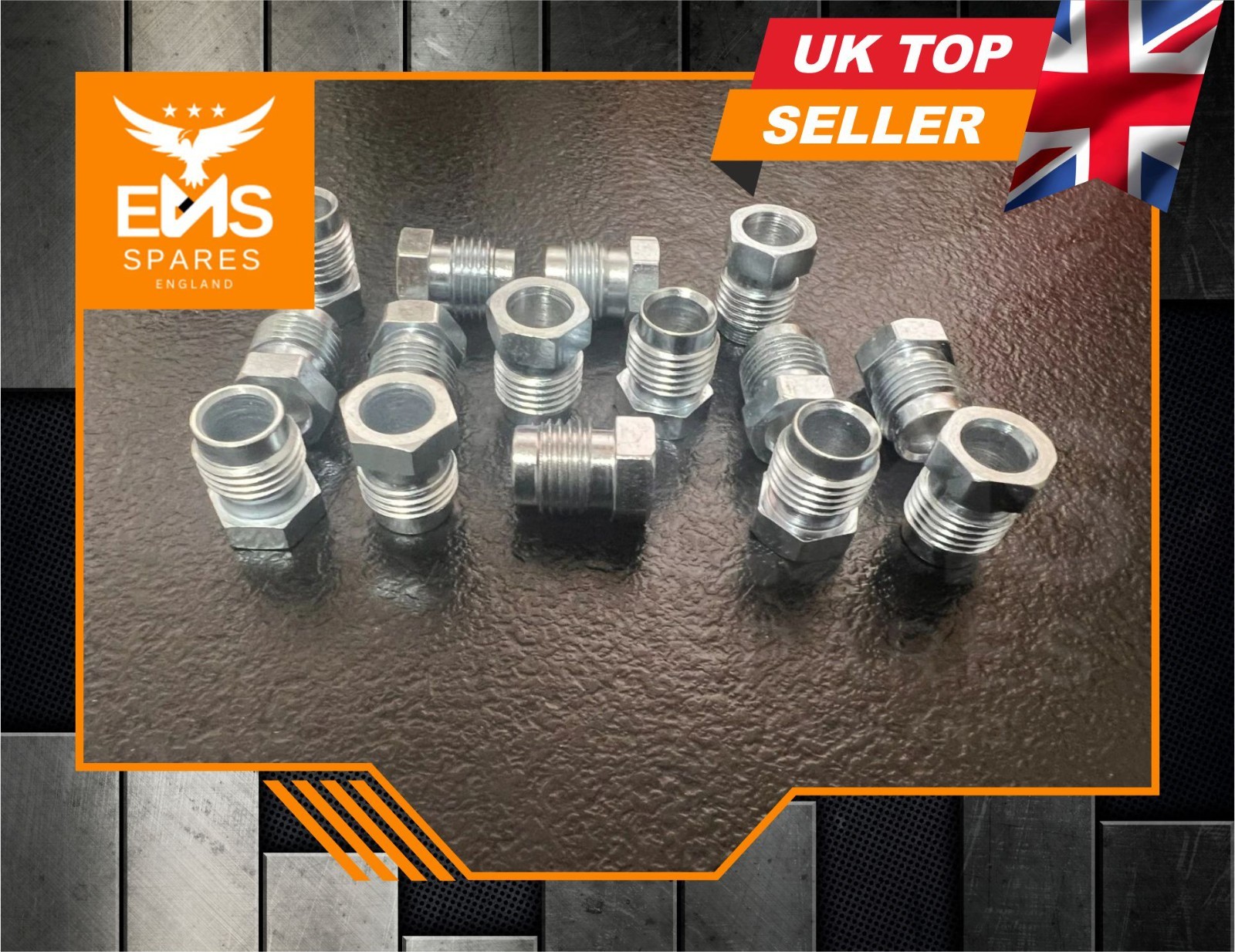 Brake Pipe Male Union Fittings 1/2″ x 20 UNF for 5/16″ Pipe Thread Steel – 15x