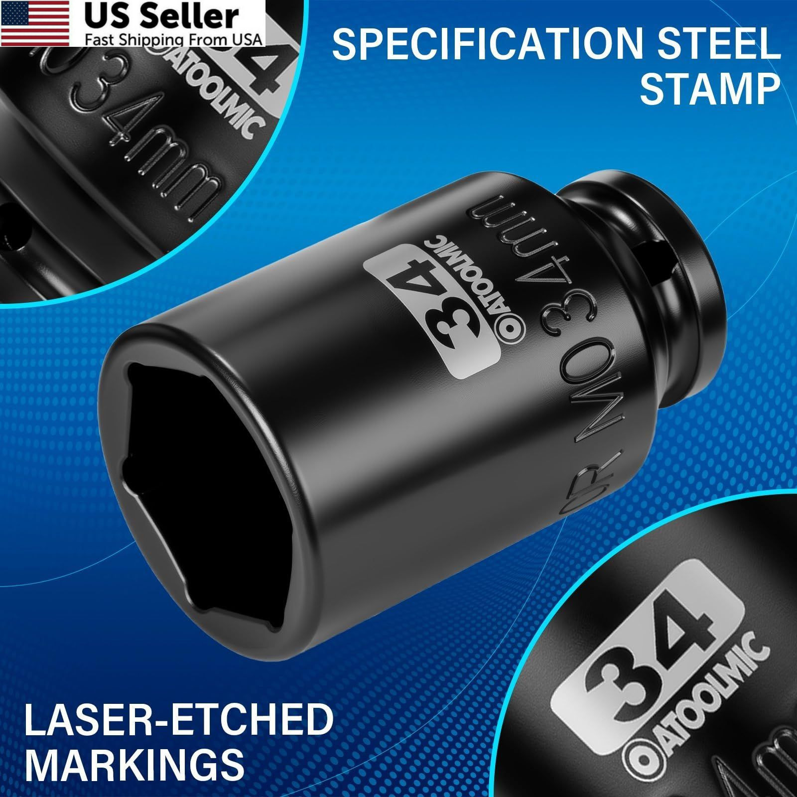 1/2″ Drive 34mm Deep Impact Socket Metric 6 Point CR-MO Axle Nut Remover